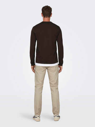 ONLY & SONS Strickpullover Polo Langarm Shirt Basic Pullover ONSWYLER 5426 in Braun