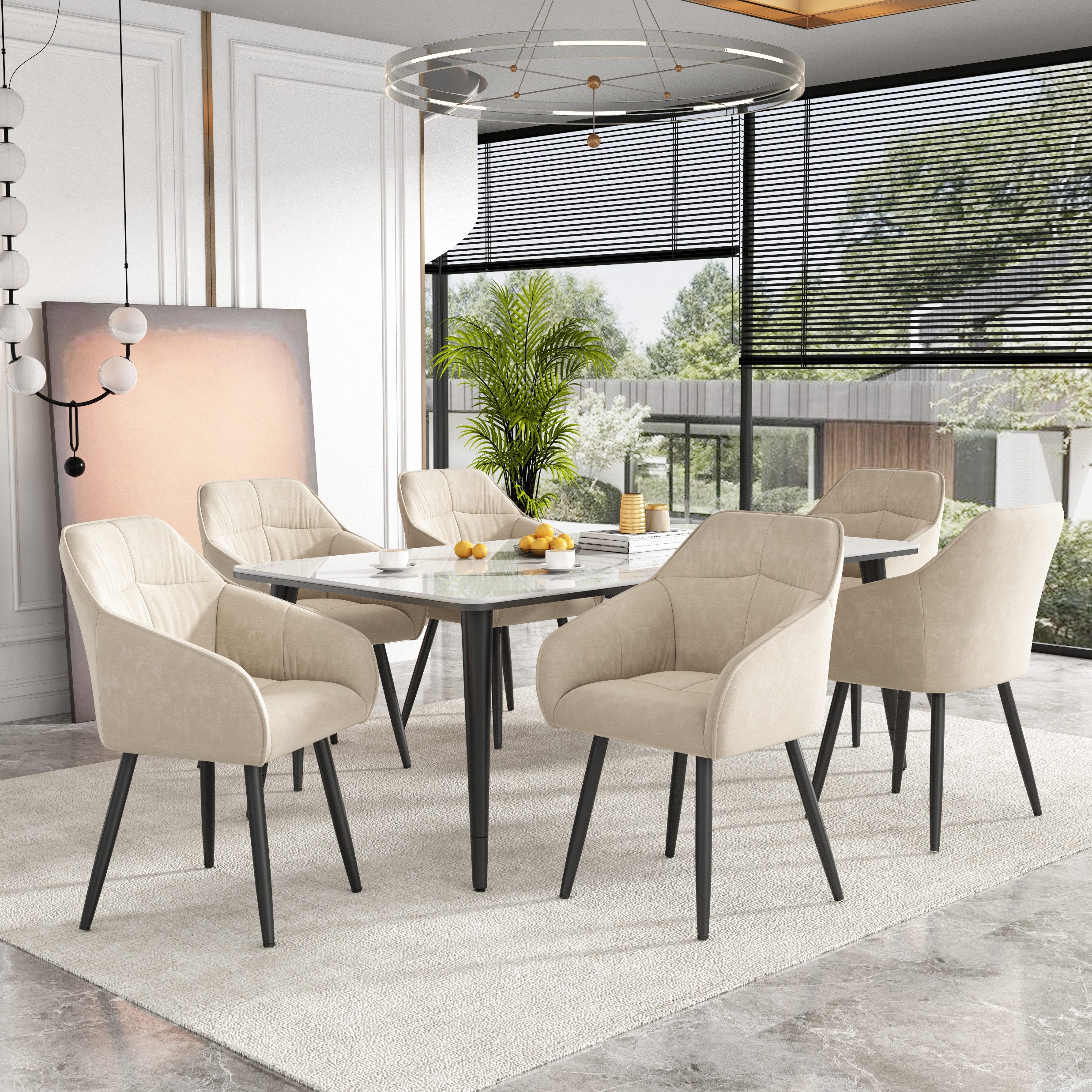 i@home Esszimmerstuhl Polsterstuhl mit Metallbeine, Samt günstig online kaufen