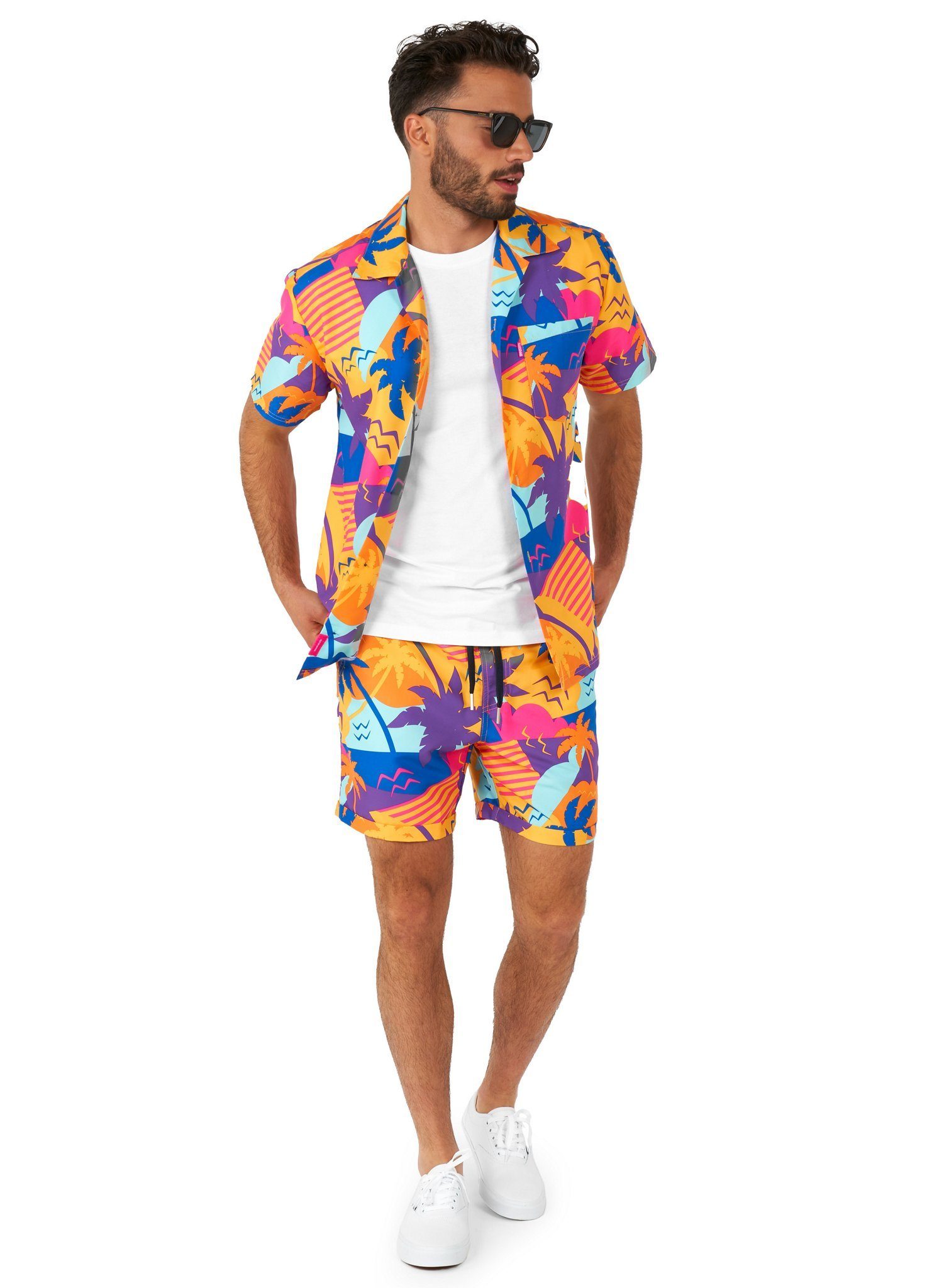 Opposuits Partyanzug Palm Power Sommer Set Kostüm - Strand Outfit, Upgrade für Dein Hawaiihemd: Set aus kurzärmeligem Hemd und passende