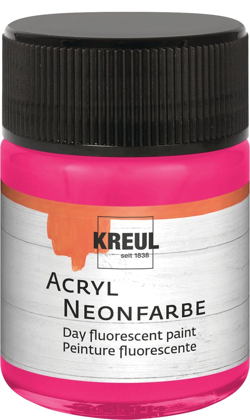 Kreul Bastelfarbe Acrylneonfarbe Day fluorescent paint, 50 ml Neon-Pink