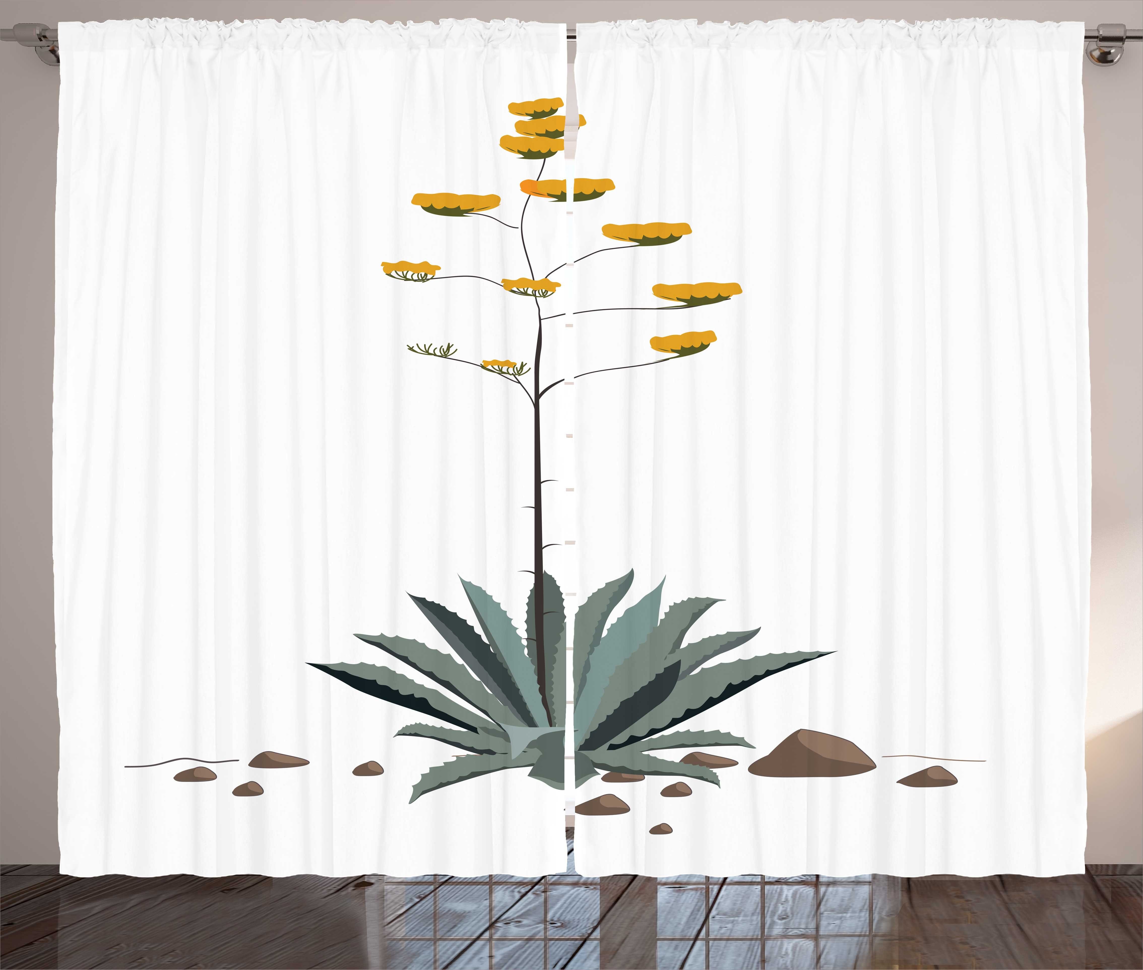 Gardine Schlafzimmer Kräuselband Vorhang Blumen Blühende Agave Americana und Abakuhaus, Haken, Schlaufen mit
