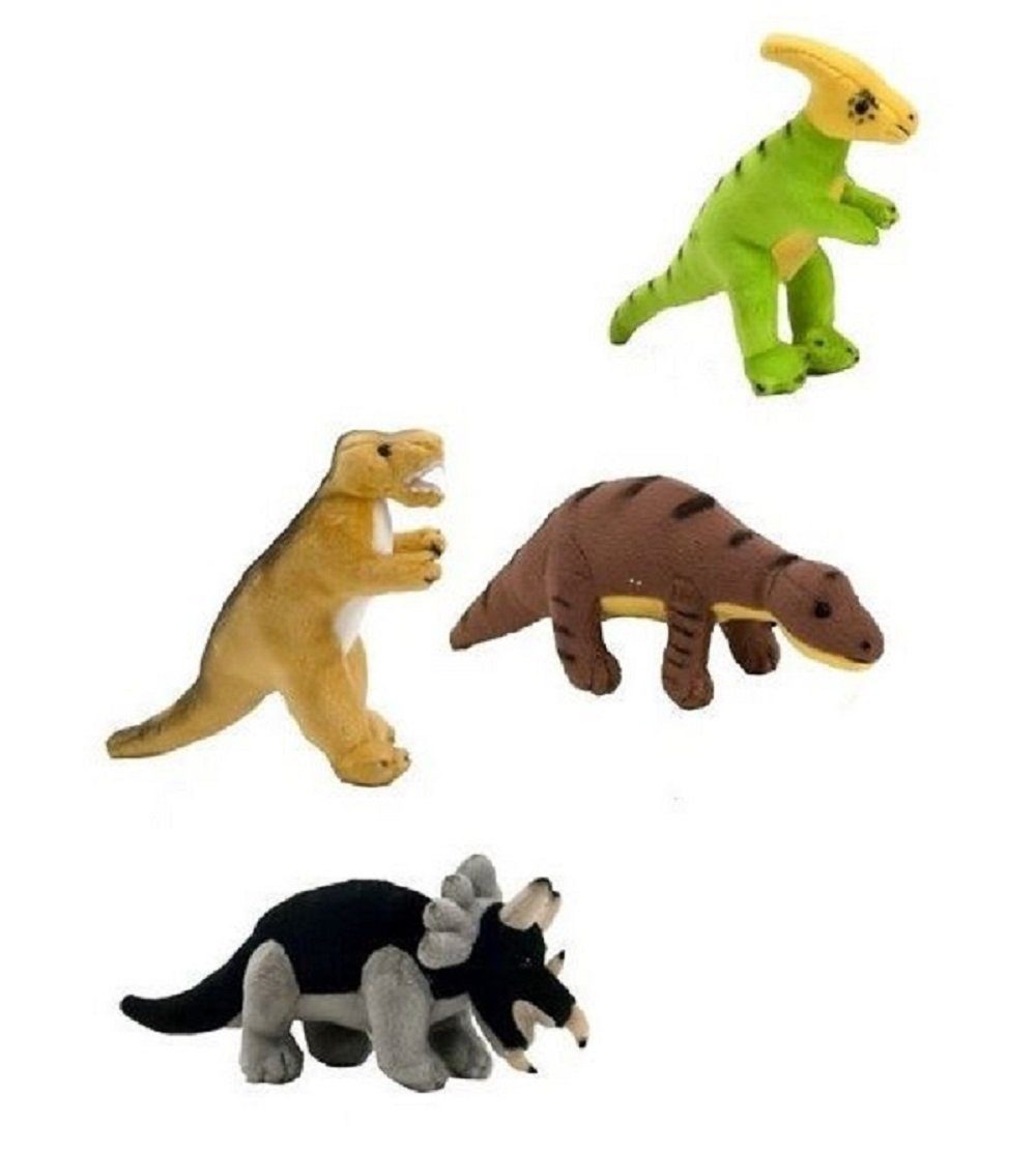 Heinrich Bauer Plüschfigur Dinosaurier Plüsch Grosse: ca. ab 12 cm bis 15 cm Stofftier (4-St), Dino Saurier - Diene Tiere mir Herz - Sammeln und Spielen