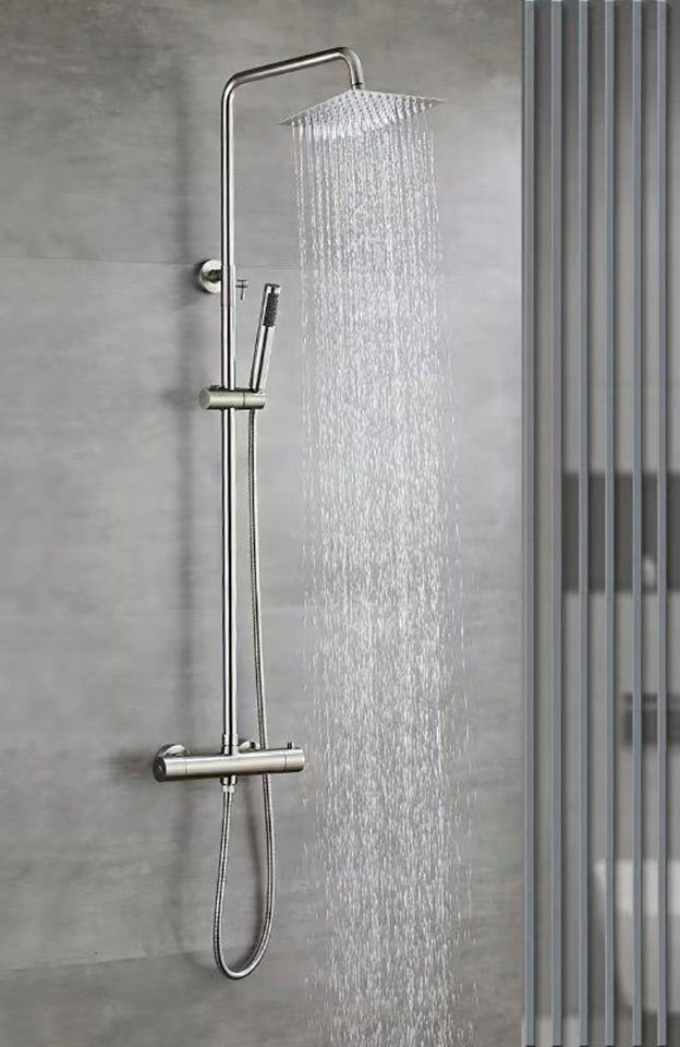 Edelstahl, silberfarben Duschsystem, gebürstet 200x200mm, eckig Strahlart(en), welltime Rainshower Duschsystem 1 Rainshower,