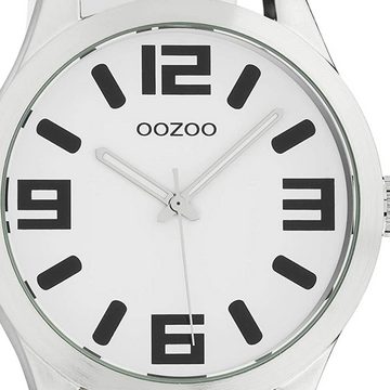 OOZOO Quarzuhr Oozoo Damen Armbanduhr Timepieces C1050, (Analoguhr), Damenuhr rund, extra groß (ca. 46mm) Lederarmband, Fashion-Style