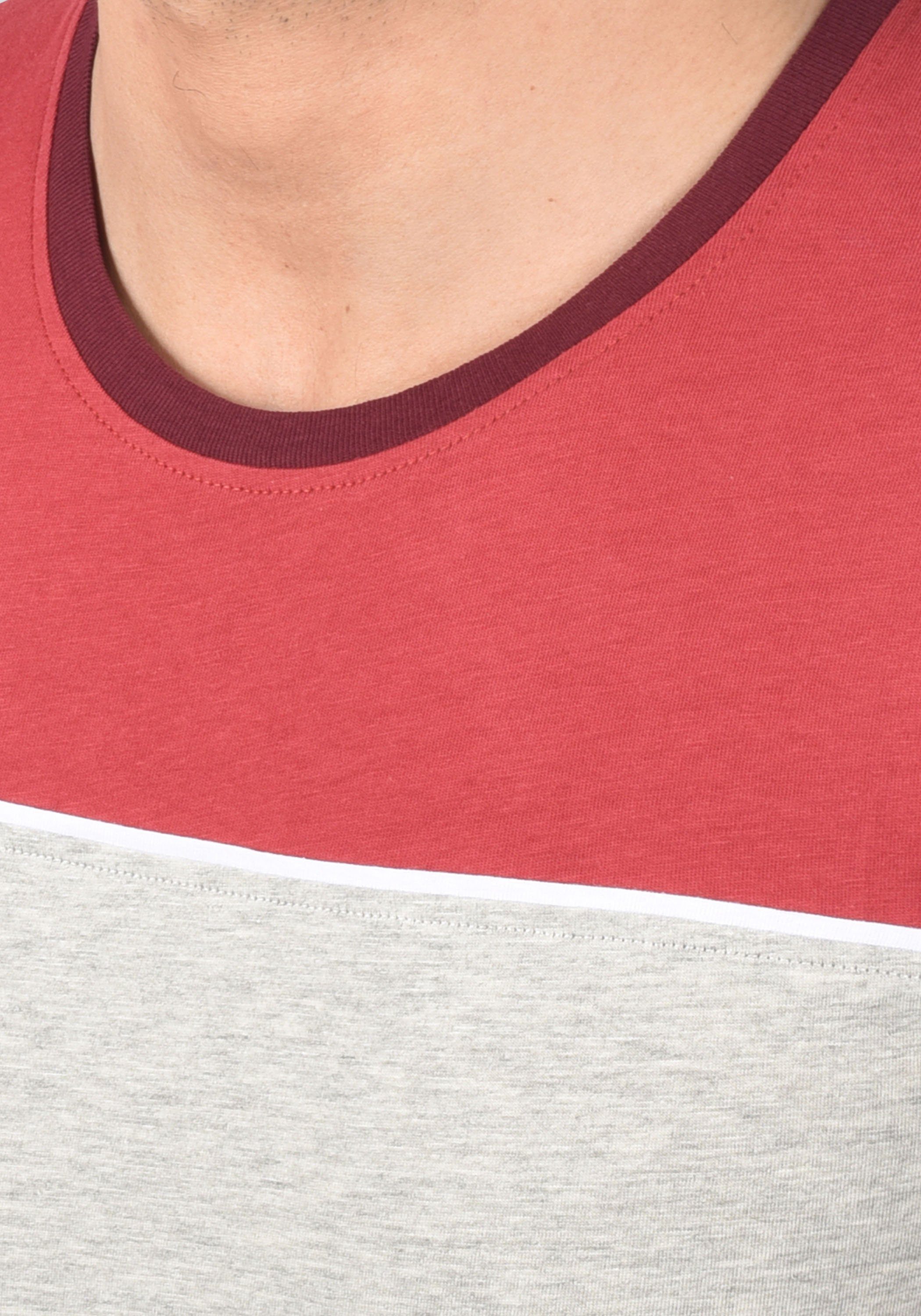 Wine Colorblocking-Optik !Solid T-Shirt in (0985) Red Rundhalsshirt SDCody