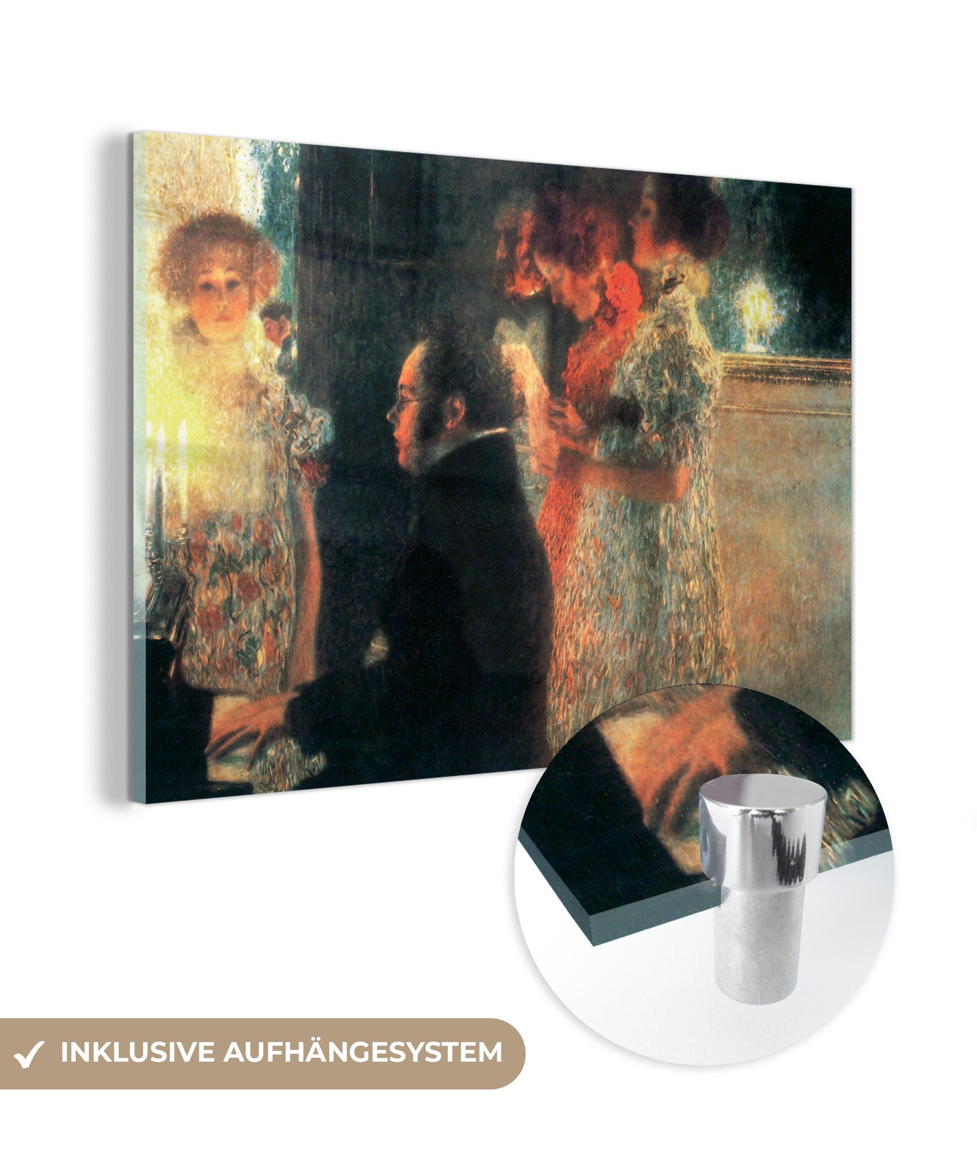 MuchoWow Acrylglasbild Schubert am Klavier - Gustav Klimt, (1 St), Acrylglasbilder Wohnzimmer & Schlafzimmer