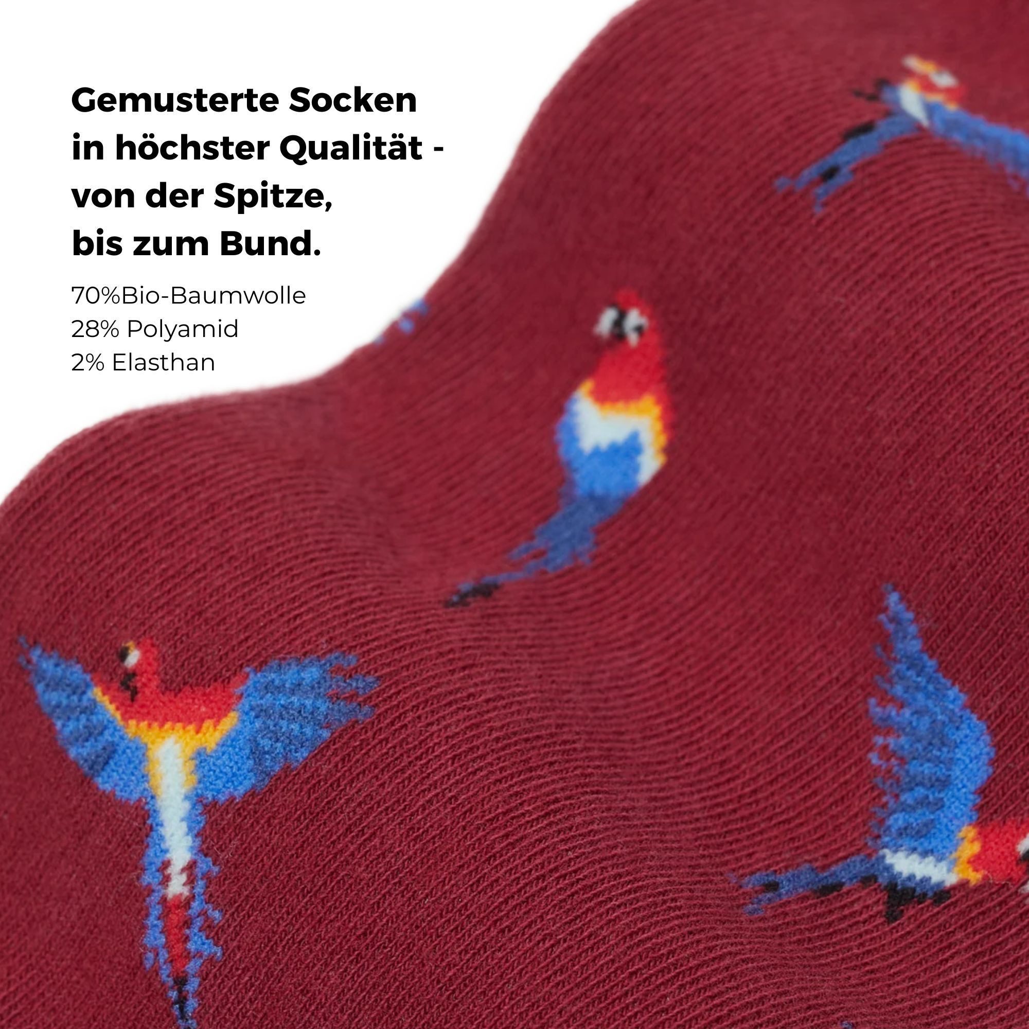 von Jungfeld Socken Papagei Icon Baumwoll-Mischung 35-46 Unisex (1-Paar, 1 Paar) Motivsocken aus Bio-Baumwolle