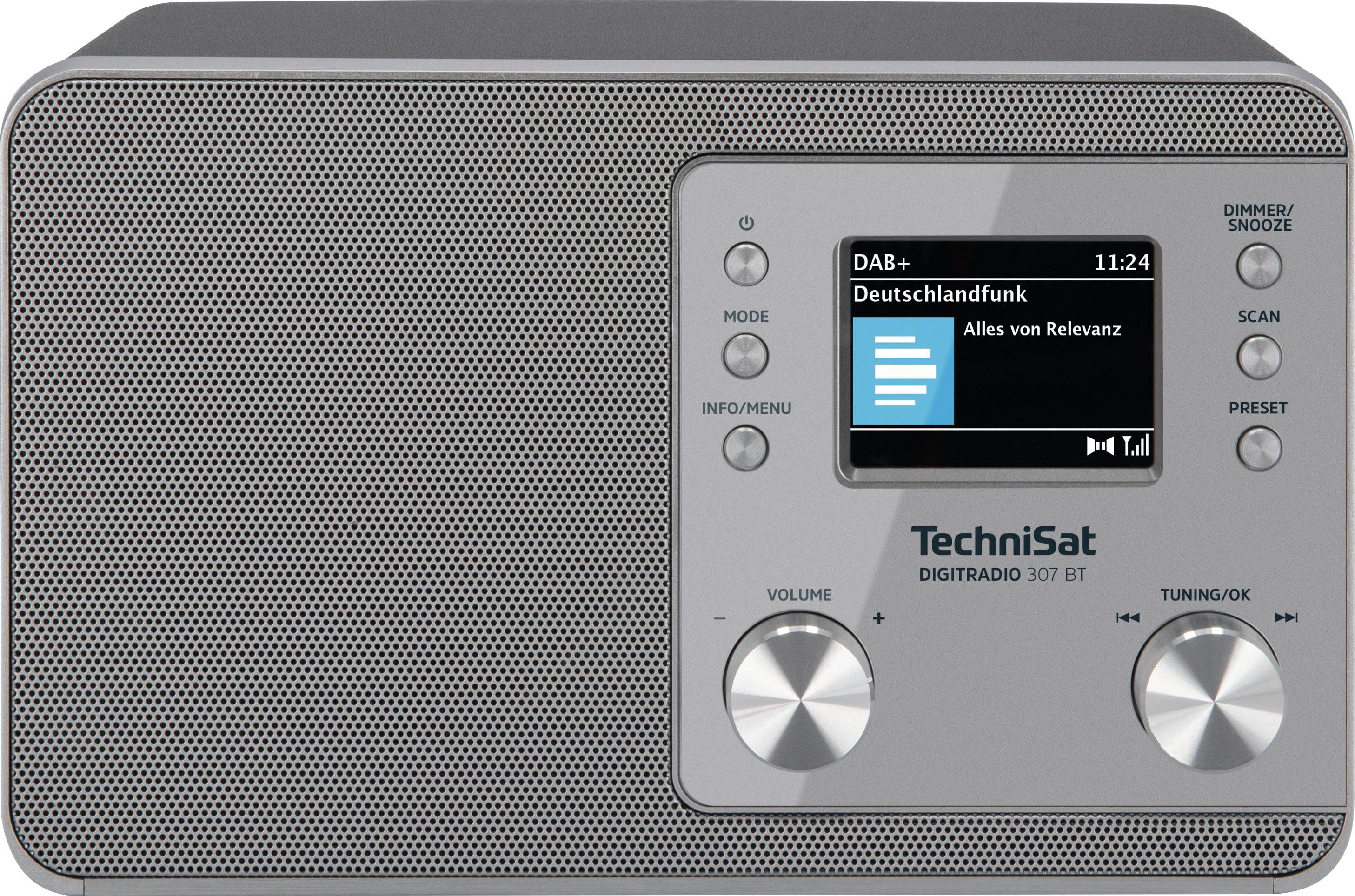 (Digitalradio Silber 5 W) TechniSat (DAB), UKW 307 mit DIGITRADIO BT Radio RDS,