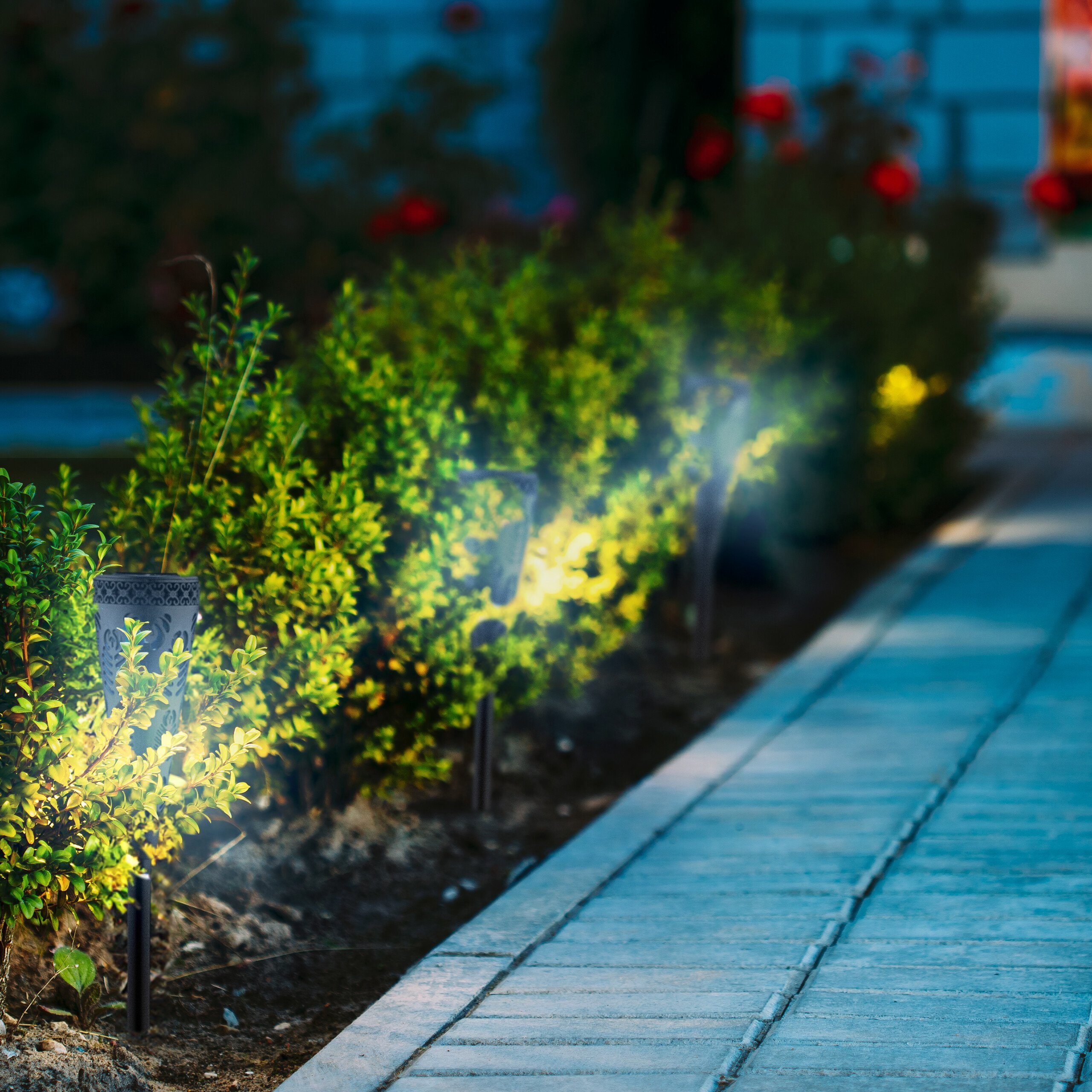 relaxdays LED Solarleuchte Solarlampen-Set mit Lichteffekt, 4er Pack günstig online kaufen