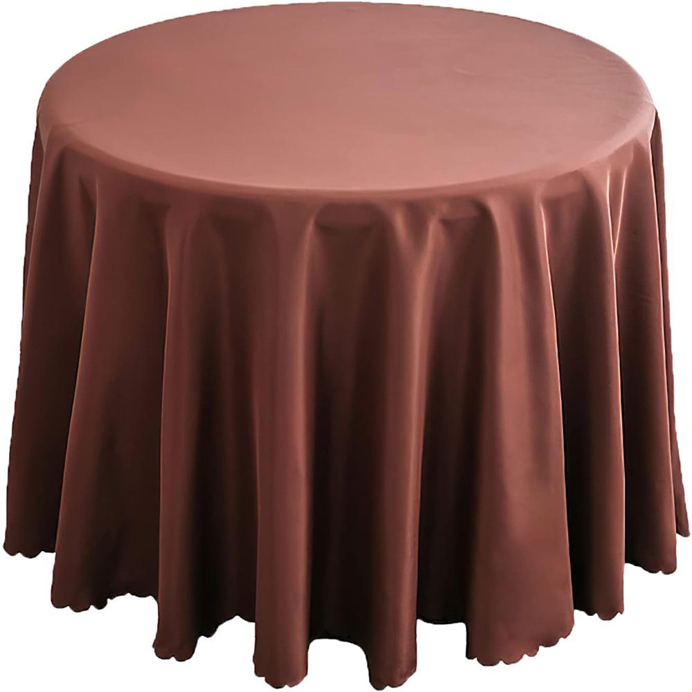 FELIXLEO Tischdecke Tischdecke Runde Einfarbiges Polyester Küche Dark Coffee,160cm Round | Tischdecken