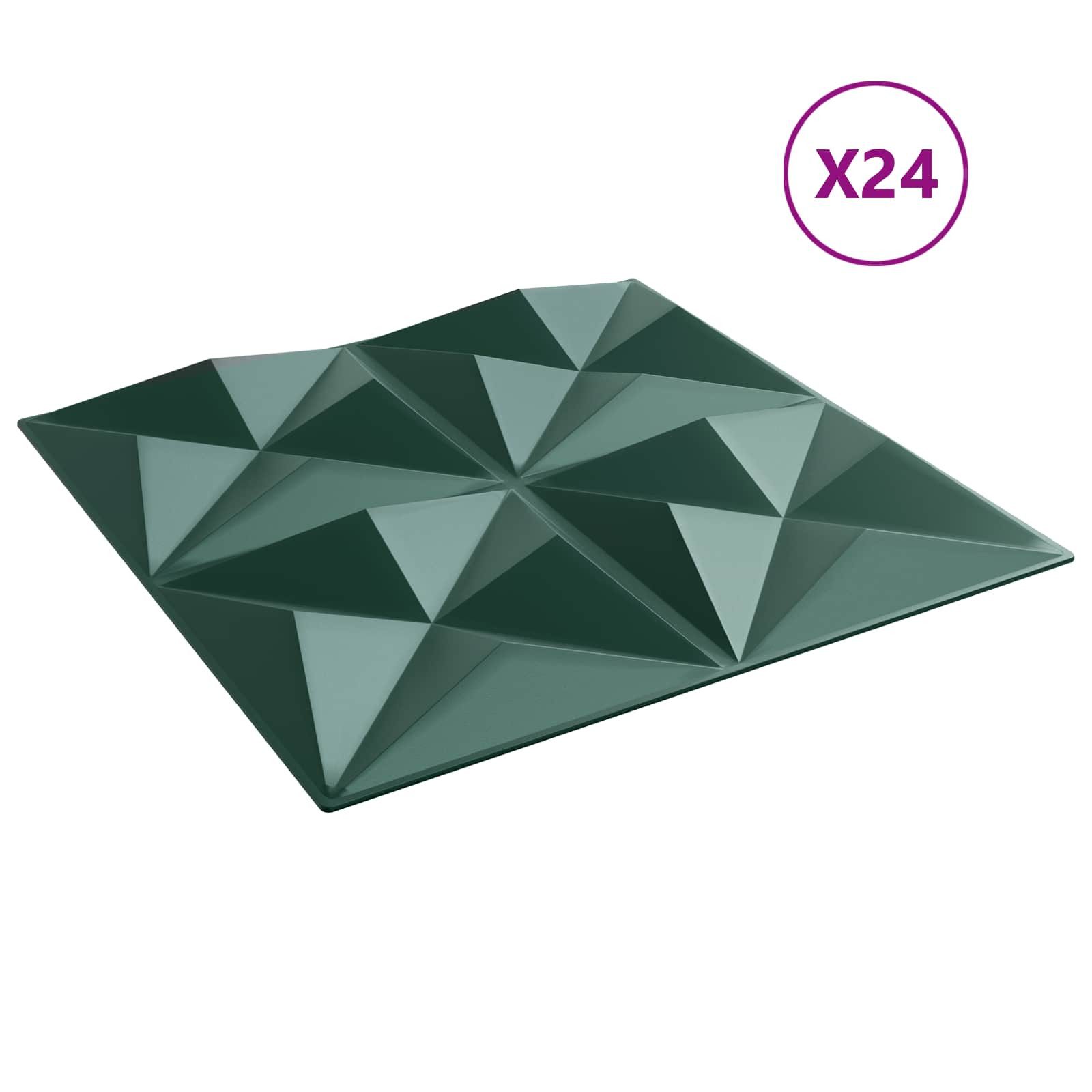 furnicato Wandpaneel Wandpaneele 24 Stück 50 x 50 cm Origami Grün, Zuschneidbare 3D-Wandverkleidung für Wohnzimmer und Schlafzimmer