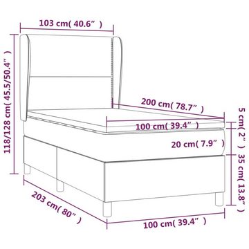 vidaXL Bettgestell Boxspringbett mit Matratze Dunkelbraun 100x200 cm Stoff Bett Bettgeste