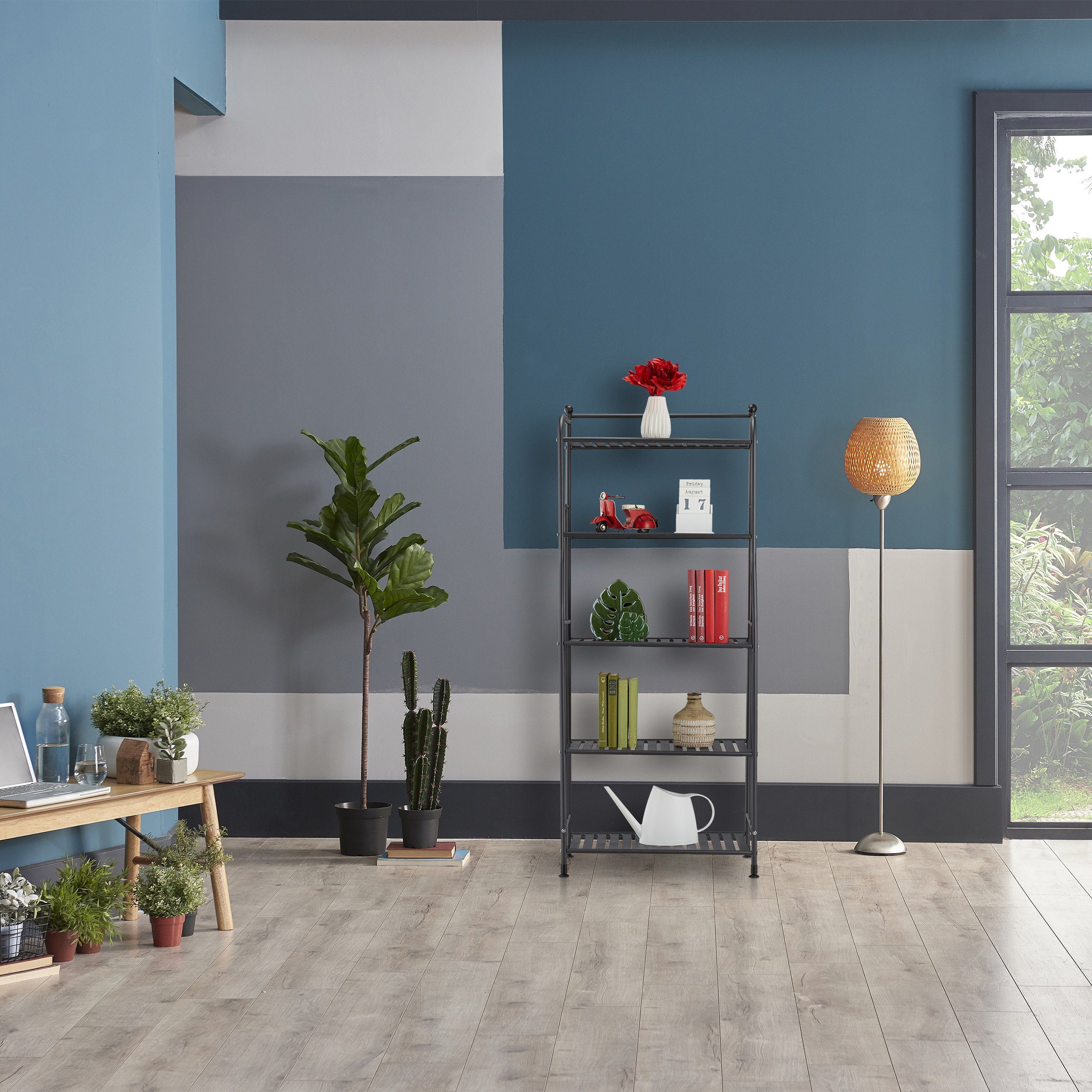 relaxdays Standregal mit 5 Ablage, schwarz günstig online kaufen