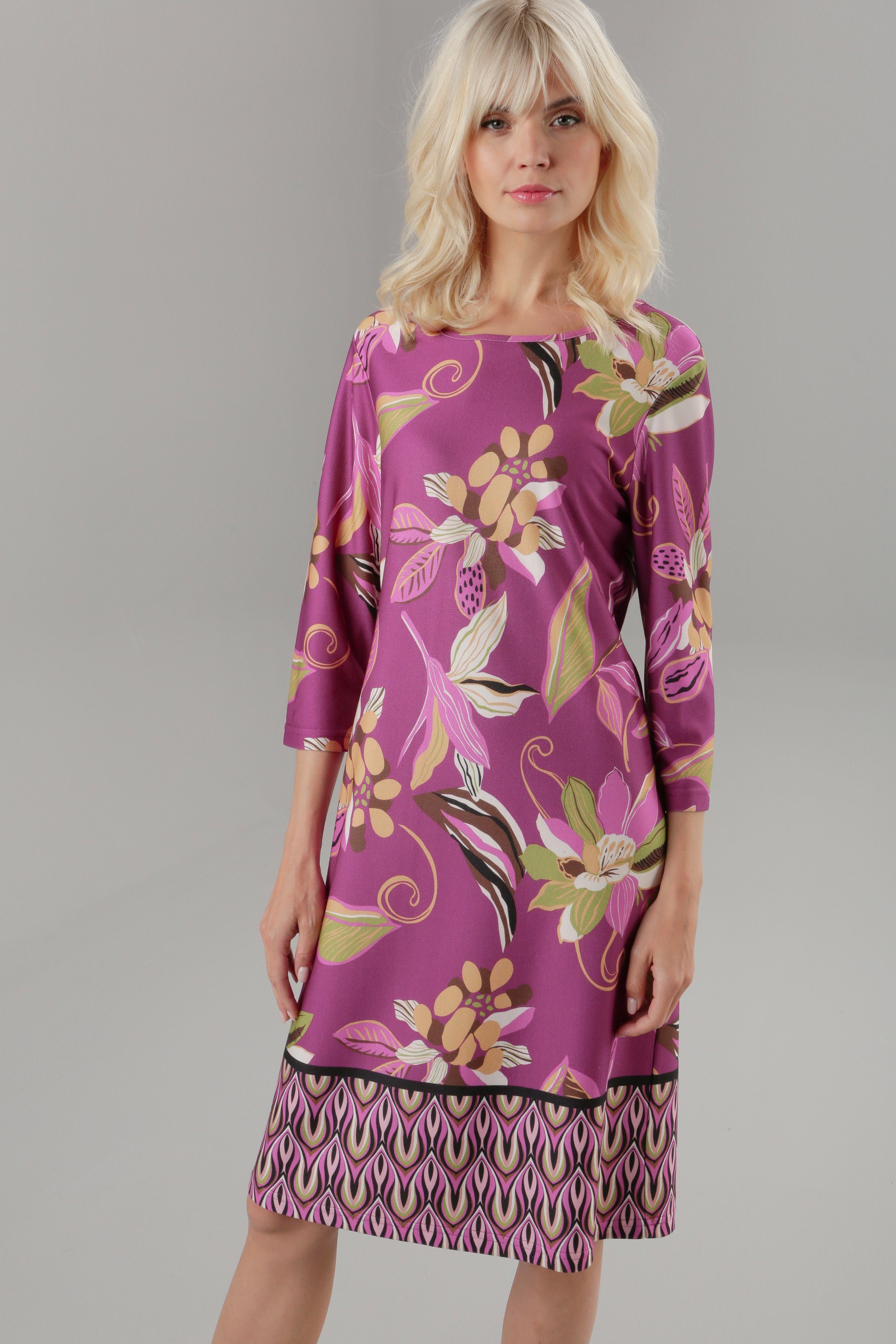 Aniston SELECTED Jerseykleid mit aufgedruckter Bordüre im Retro-Muster | Jerseykleider