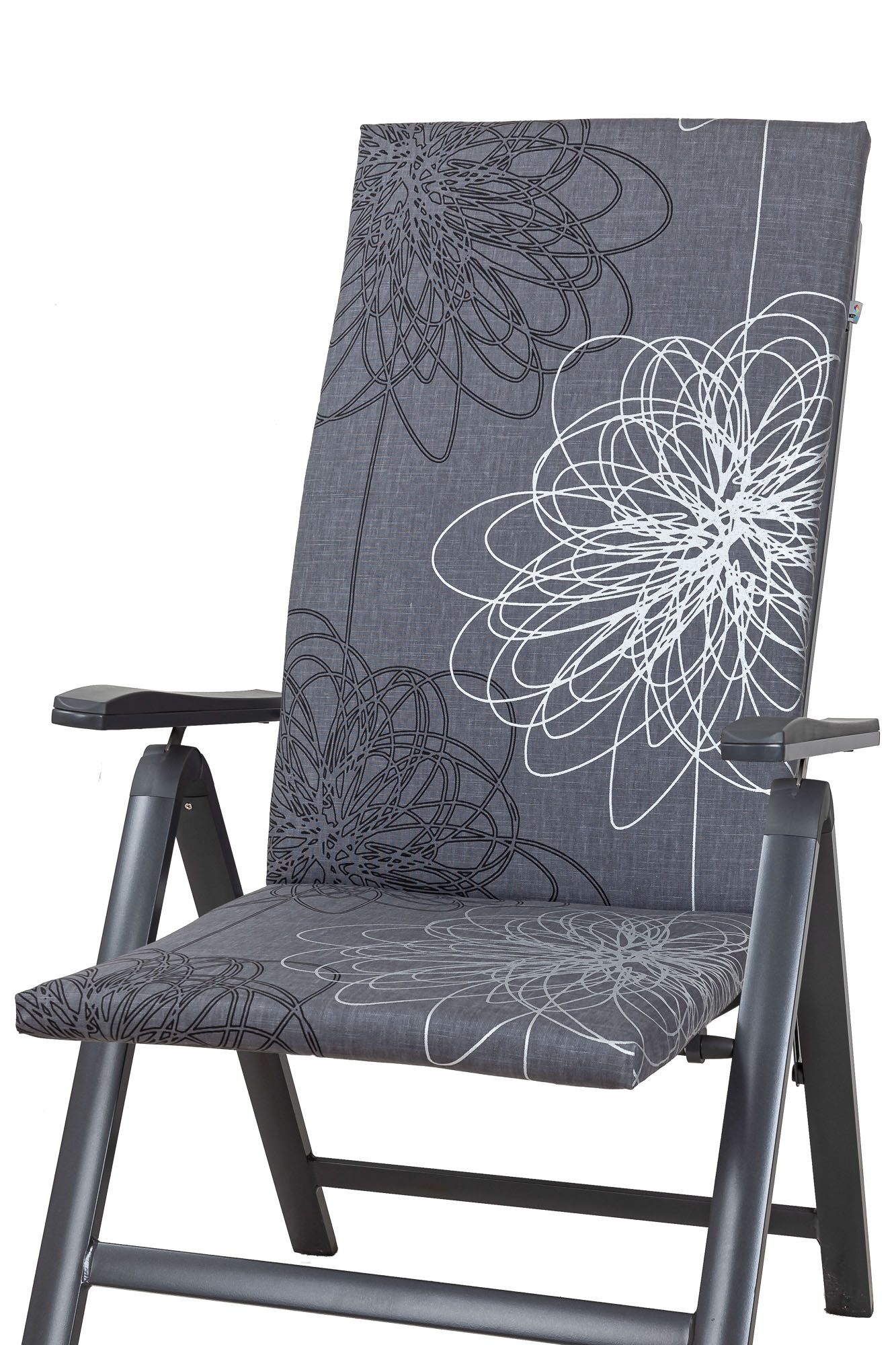 KETTtex Hochlehnerauflage Hochlehner Korsika 0519 grau-silber gemustert 123x49x4 cm KETTtex, (1 St), Halteband verstellbar mit Klettbändern