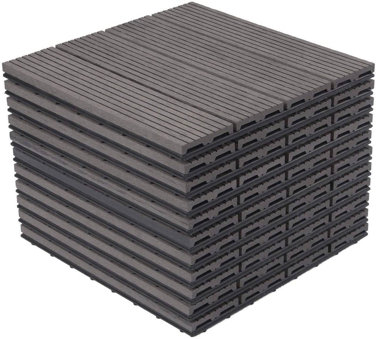 EUGAD Terrassenplatte, WPC 300x300, Grau, 11 Stücke für 1m², wetterfest
