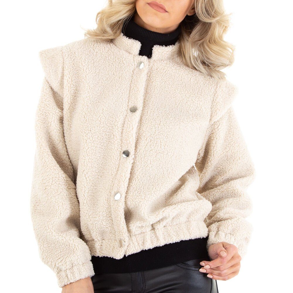 Ital-Design Steppjacke Damen Freizeit Übergangsjack in Creme