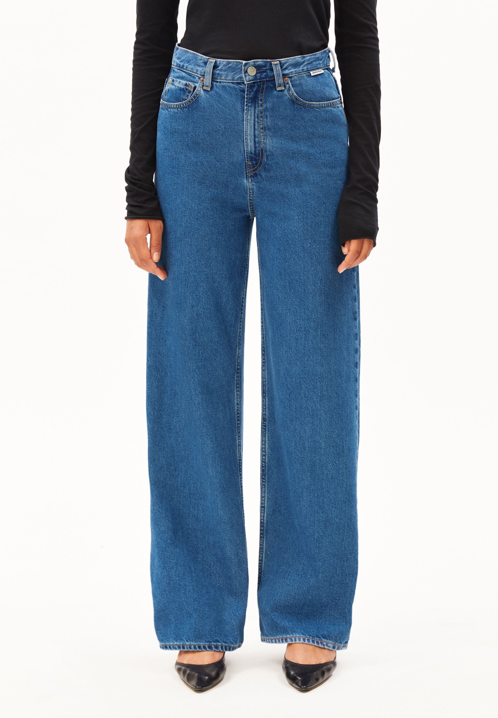 Armedangels Weite Jeans ENIJAA Wide Jeans recycelter Baumwolle (Non-Stretch, Regular Fit) High waist