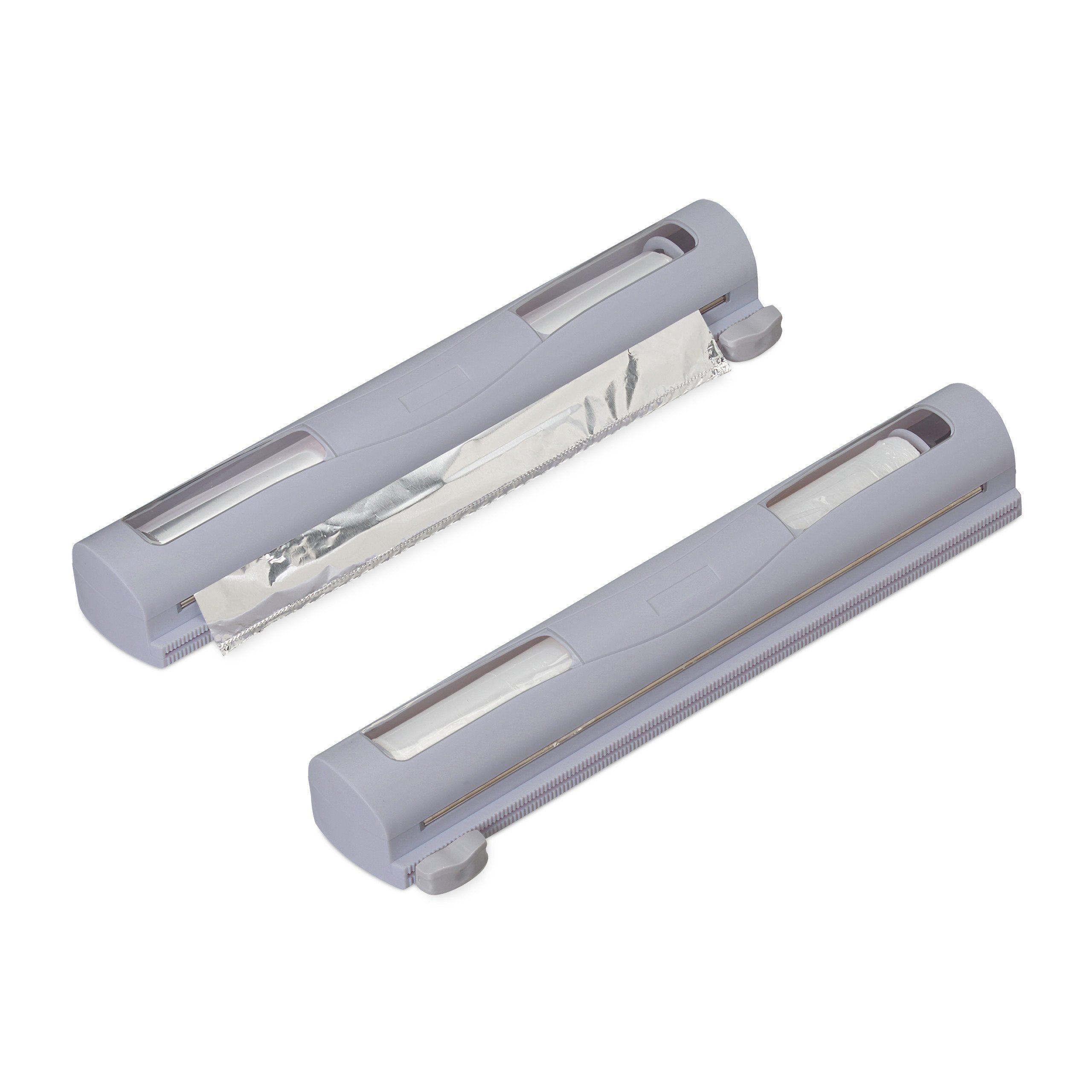 relaxdays Folienspender Folienschneider 2er Set grau, (2-St)