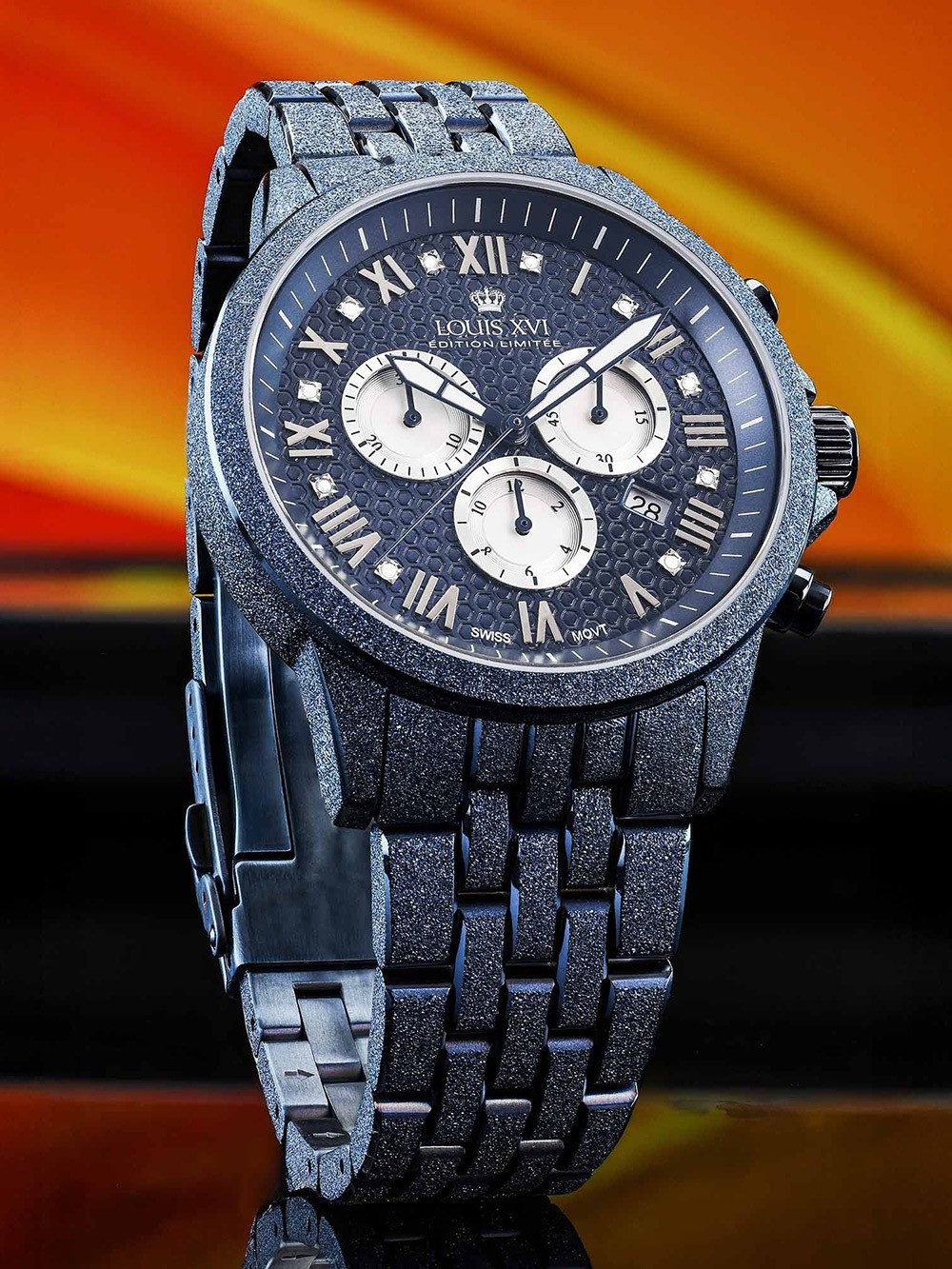 LOUIS XVI Quarzuhr Louis XVI LXVI3680 Herrenuhr Aramis Frosted 2.0 Diamond Chronograph 43 Louis XVI LXVI3680 Herrenuhr Aramis Frosted 2.0 Diamond Chronograph 43mm 5ATM