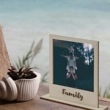 WANDStyle Bilderrahmen für Polaroid, aus Holz mit Gravur "Family"