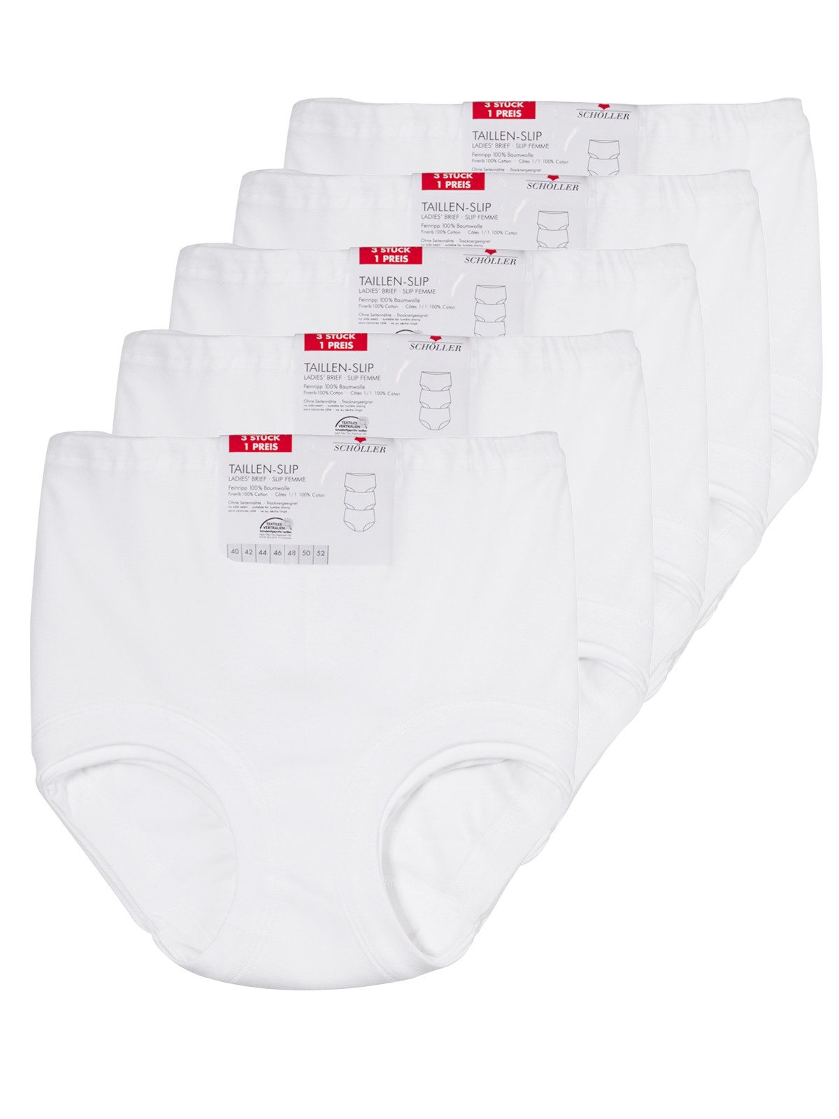Schöller Taillenslip 15er Pack Damen Taillenslip Baumwolle (Packung, 15-St) Zwickel