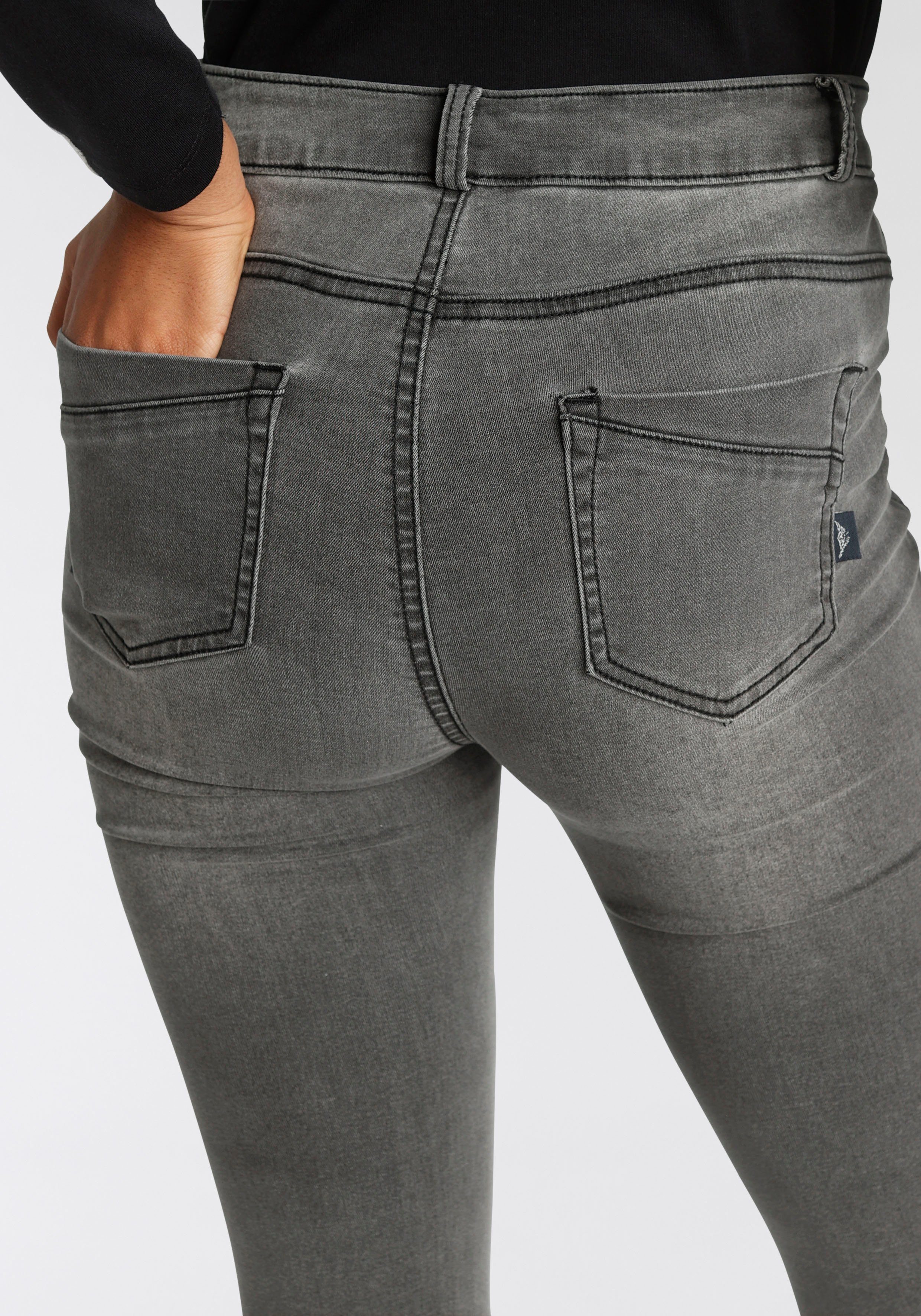 Arizona Bootcut-Jeans Ultra Stretch High Waist mit Shapingnähten grey-used
