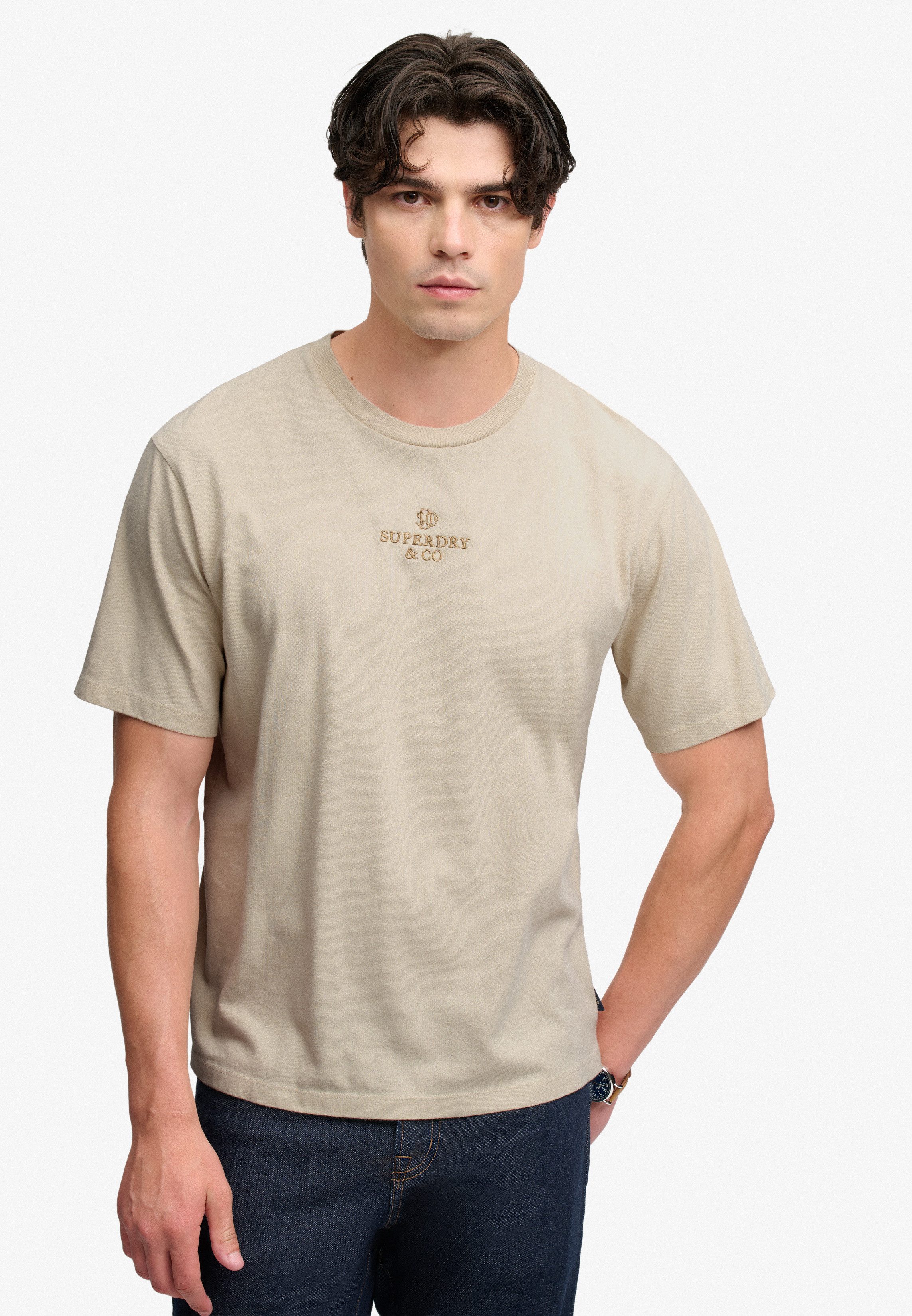 Superdry Rundhalsshirt MICRO LOGO T SHIRT Baumwolle, loose fit