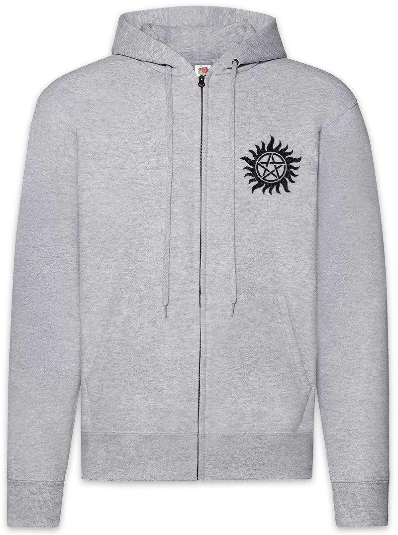 Sweatjacke Anti Possession Symbol Zipper Hoodie Fun Logo Pentragramm Pentacle