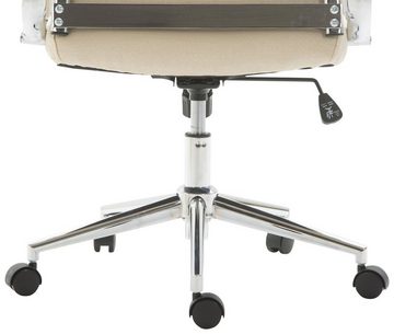 TPFLiving Bürostuhl Koro mit bequemer Rückenlehne - höhenverstellbar und 360° drehbar (Schreibtischstuhl, Drehstuhl, Chefsessel, Bürostuhl XXL), Gestell: Metall chrom - Sitz: Stoff creme