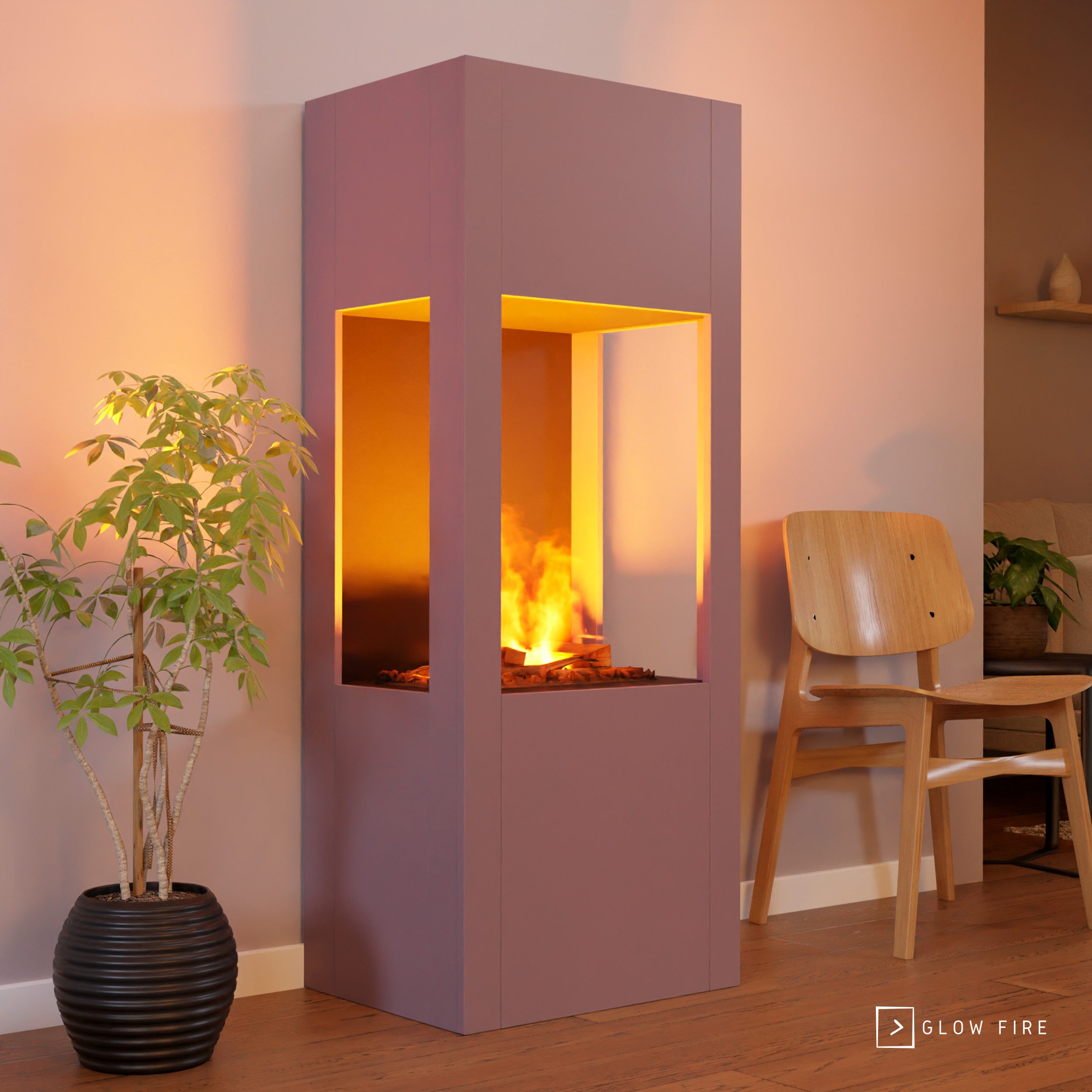 GLOW FIRE Elektrokamin Böll Multicolor Wasserdampf Kamin, Standkamin, Elektrischer Kamin, Wasserdampfkamin mit 3D Feuer und Knisterfunktion