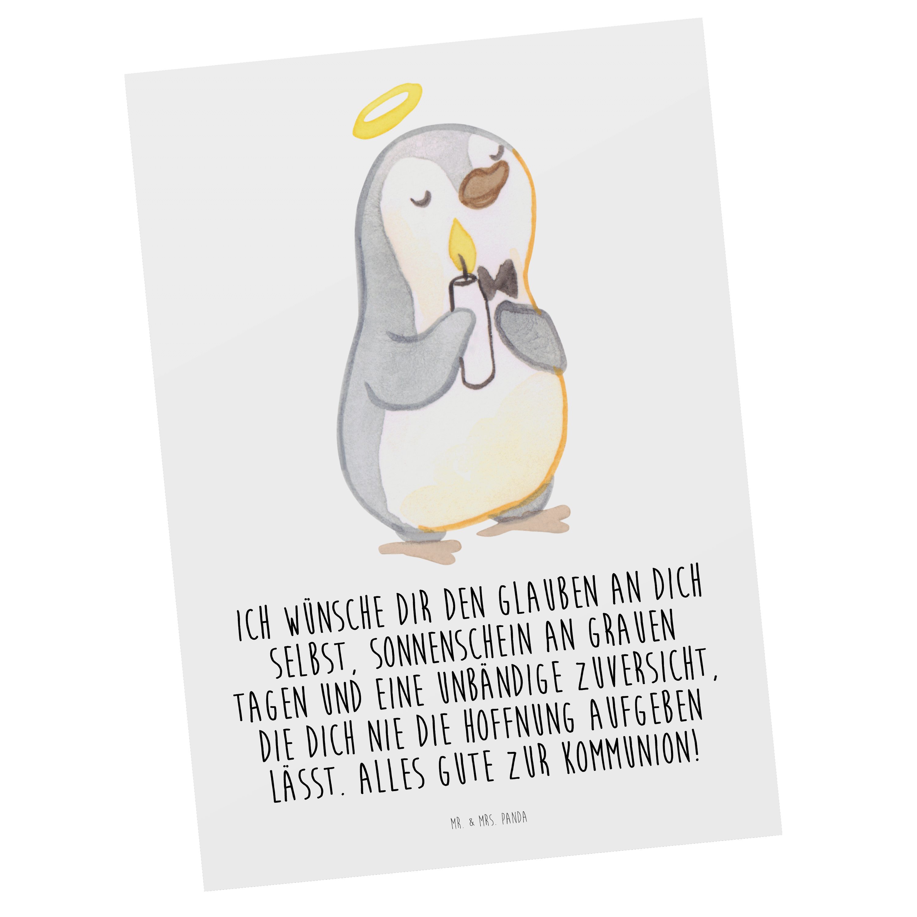 Mr. & Mrs. Panda Postkarte Pinguin Kommunion - Weiß - Geschenk, Geschenkkarte, Konfirmation, Kon