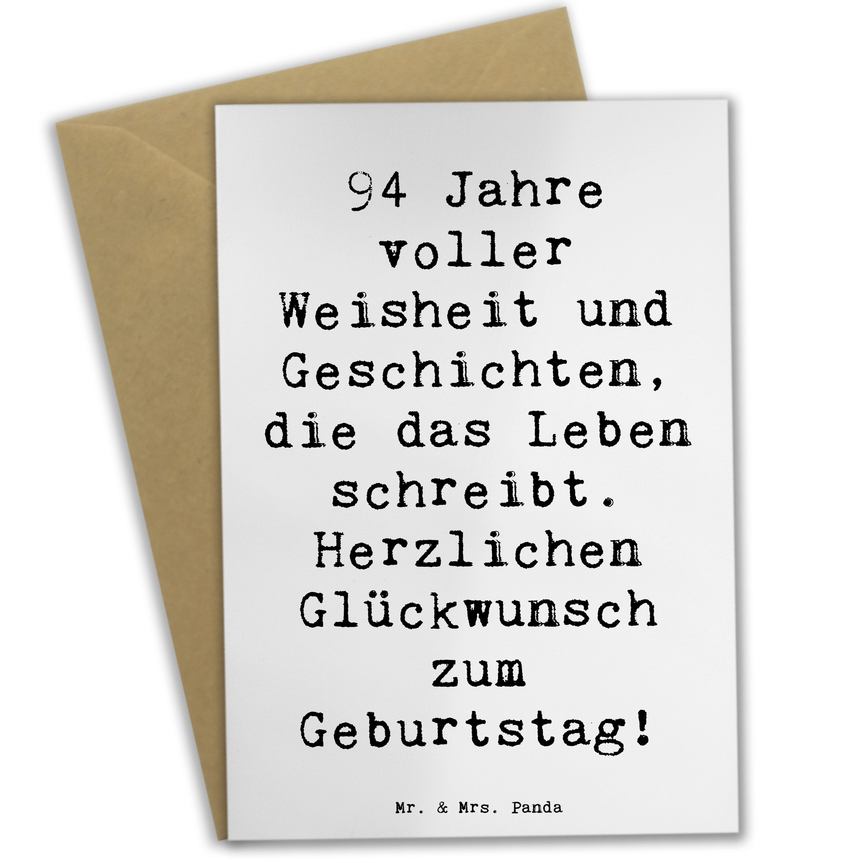 Grußkarte Spruch 94. Geburtstag - Weiß - Geschenk, Karte, Einladungskarte, Glüc