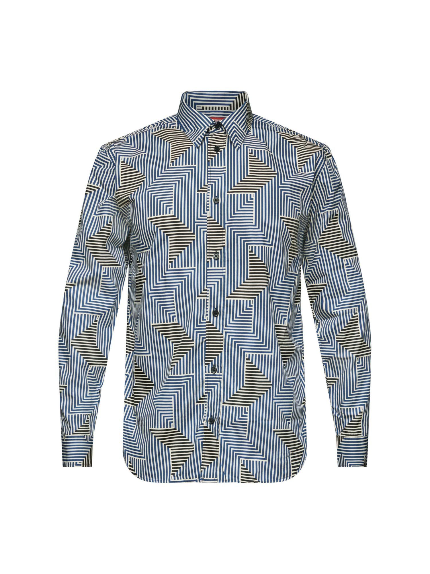 Esprit Langarmhemd Hemd in normaler Passform mit geometrischem Print BRIGHT BLUE | Hemden