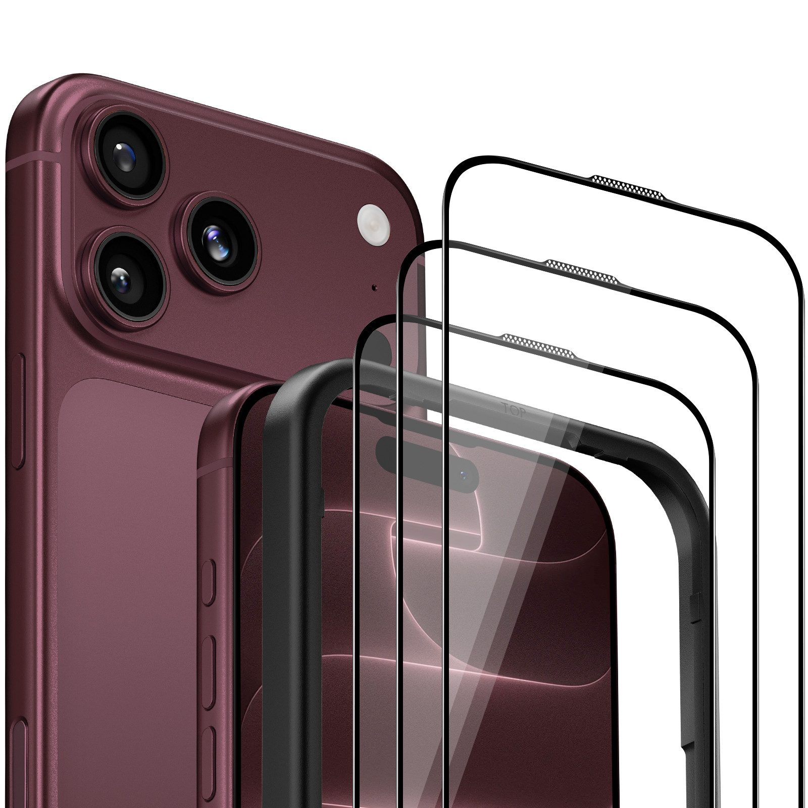 Sytifro Schutzfolie Panzerglas für iPhone 18/17 Serie,10H Härte Schutzfolie,Displayschutz, (iPhone 18 Pro Max/ iPhone 18 Pro/iPhone 17 Pro Max/ iPhone 17 Pro/ iPhone 17 Air/ iPhone 17/ iPhone 16 Pro Max/ iPhone 16 Pro/ iPhone 16 Plus/ iPhone 16, HD- Panzerglasfolie, blasenfrei Displayschutzfolie), 3 Schutzglas + 1 Montagerahmen, Premium Panzerfolie