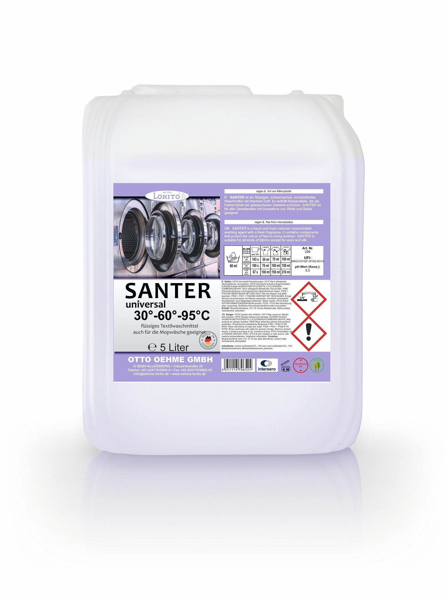 Lorito Lorito Santer Vollwaschmittel Waschmittel schaumarm flüssig 5 Liter Vollwaschmittel