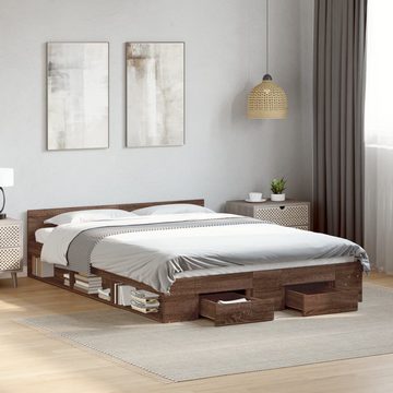 vidaXL Bett Bettgestell mit Schubladen Braun Eichen-Optik 160x200 cm