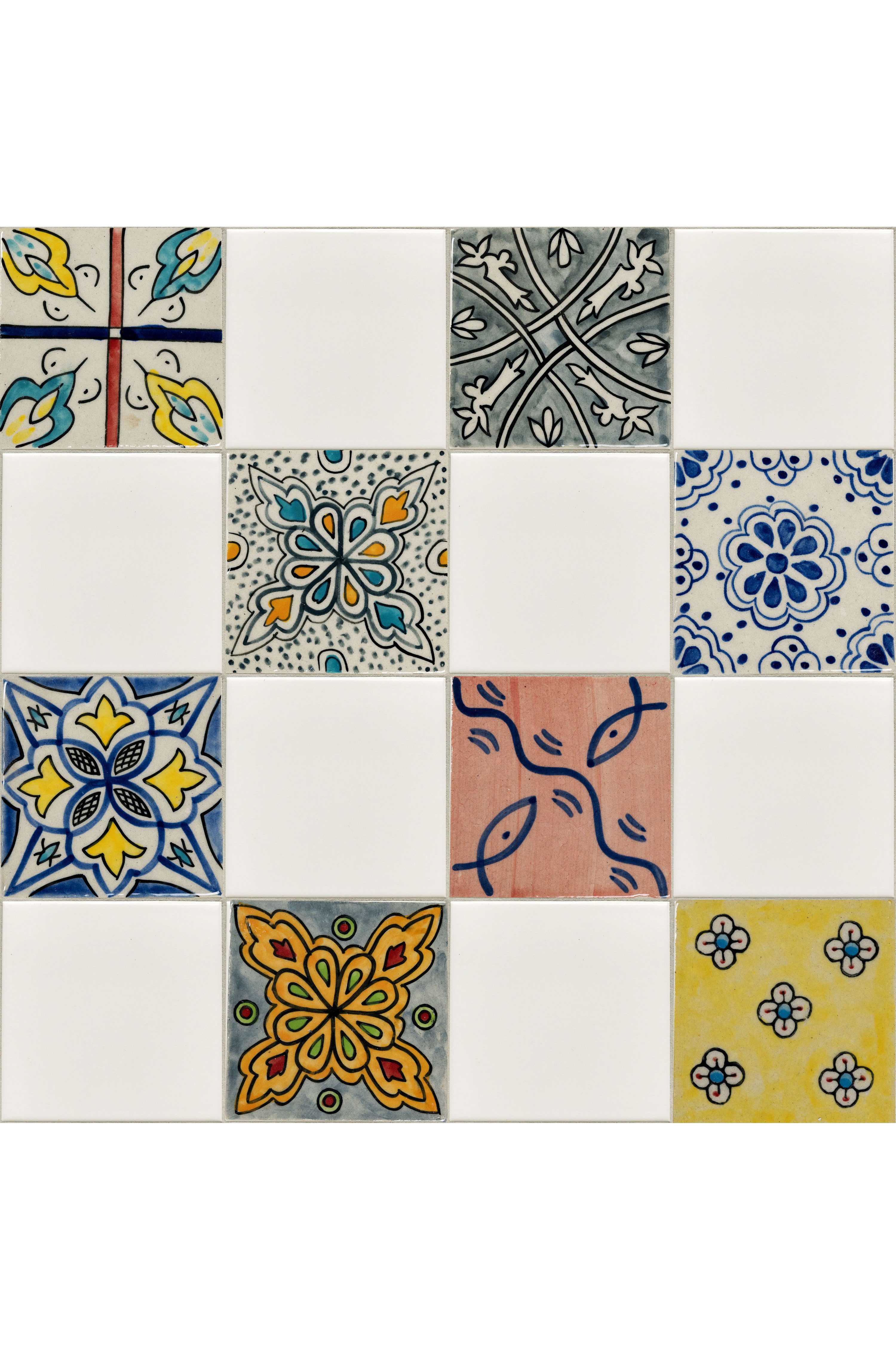 Marrakesch Orient & Mediterran Interior Wandfliese 4er Set Marokkanische Fliese Gafur Muster 6 modern aus Keramik 10 cm, Keramik 10x10, Rosa, Handarbeit