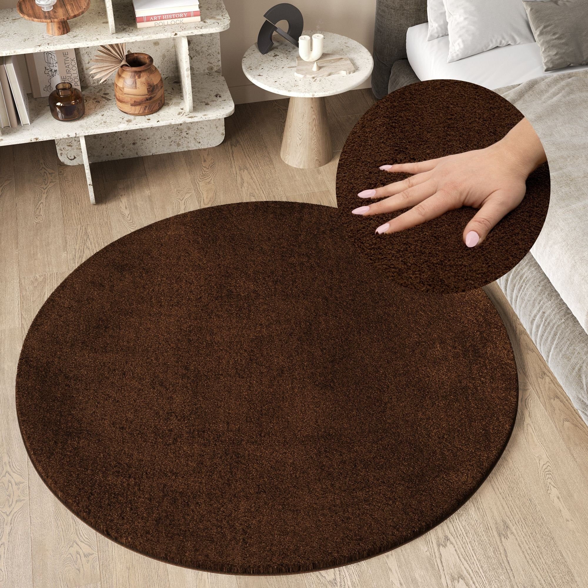 Tapiso Hochflor-Teppich CUDDLE, rund, Höhe: 30 günstig online kaufen