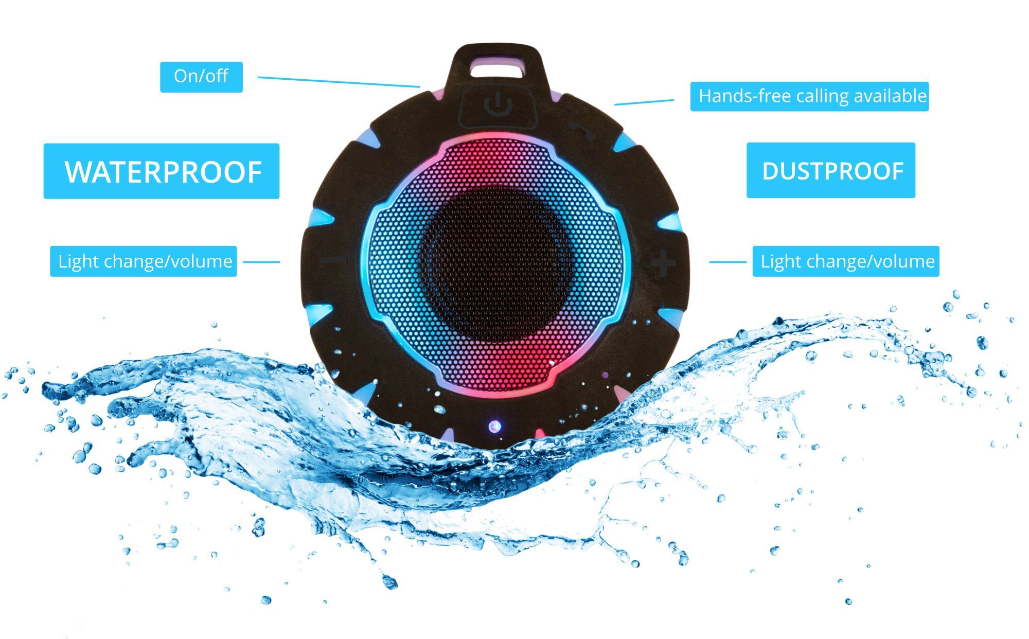 WBS-18L Lautsprecher "SurfRider" 5 Speaker Lautsprecher mit Lichteffekte (Bluetooth, Beatfoxx Freisprecheinrichtung) & Wasserdichter W, Wireless Beatfoxx Bluetooth®