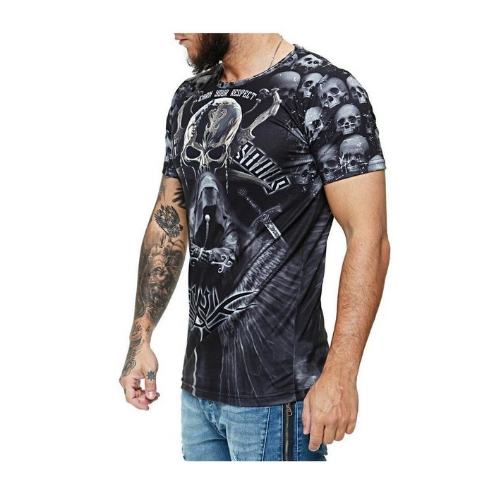 John Kayna T-Shirt Herren T-Shirt Kurzarm Rundhals Shirt Skull Death (Shirt Polo Kurzarmshirt Tee 1-tlg. im modischem Design) Fitness Freizeit Casual VG10217