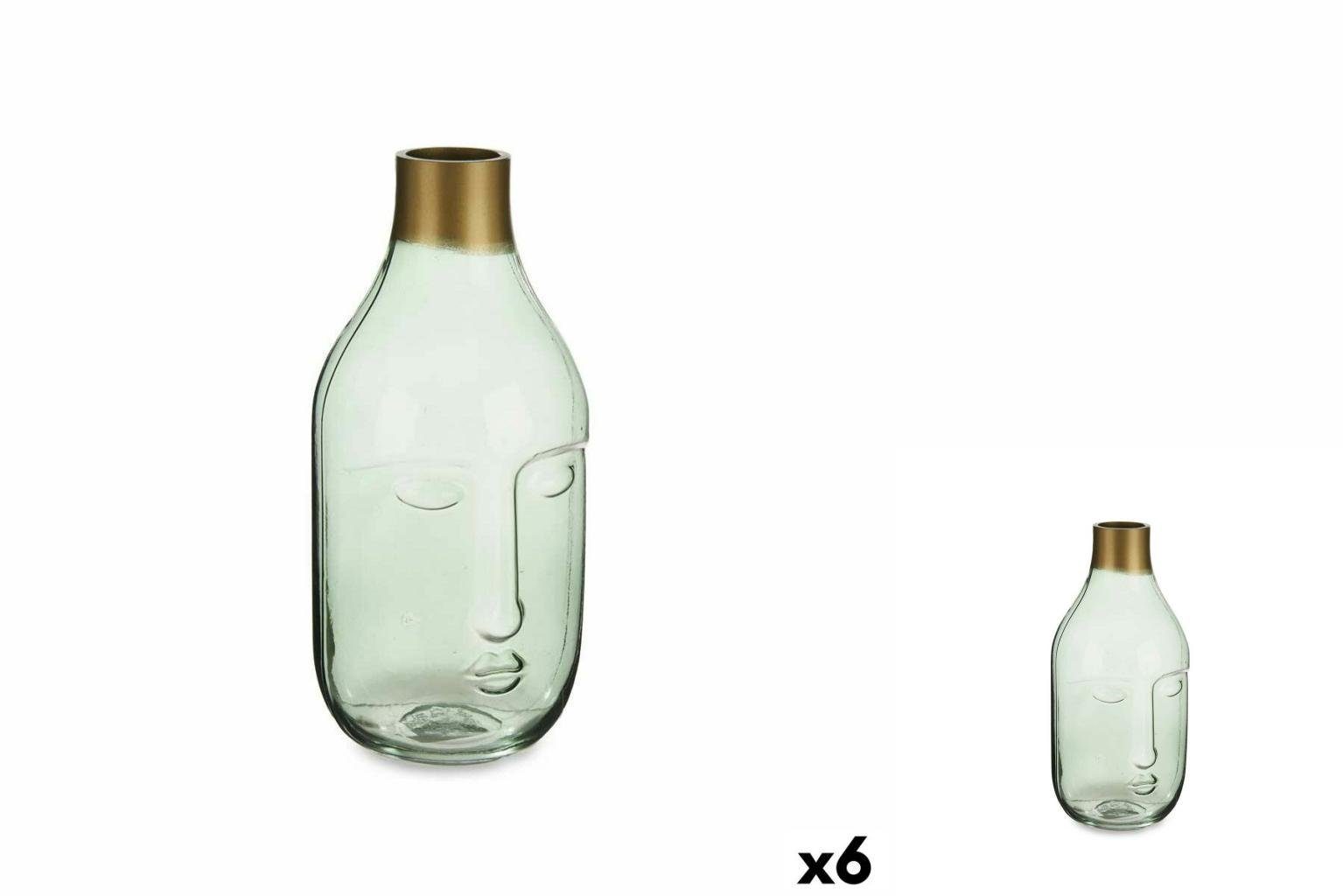 Gift Decor Dekovase Vase Stück x 12 Glas 6 24,5 11 Gesicht grün cm x