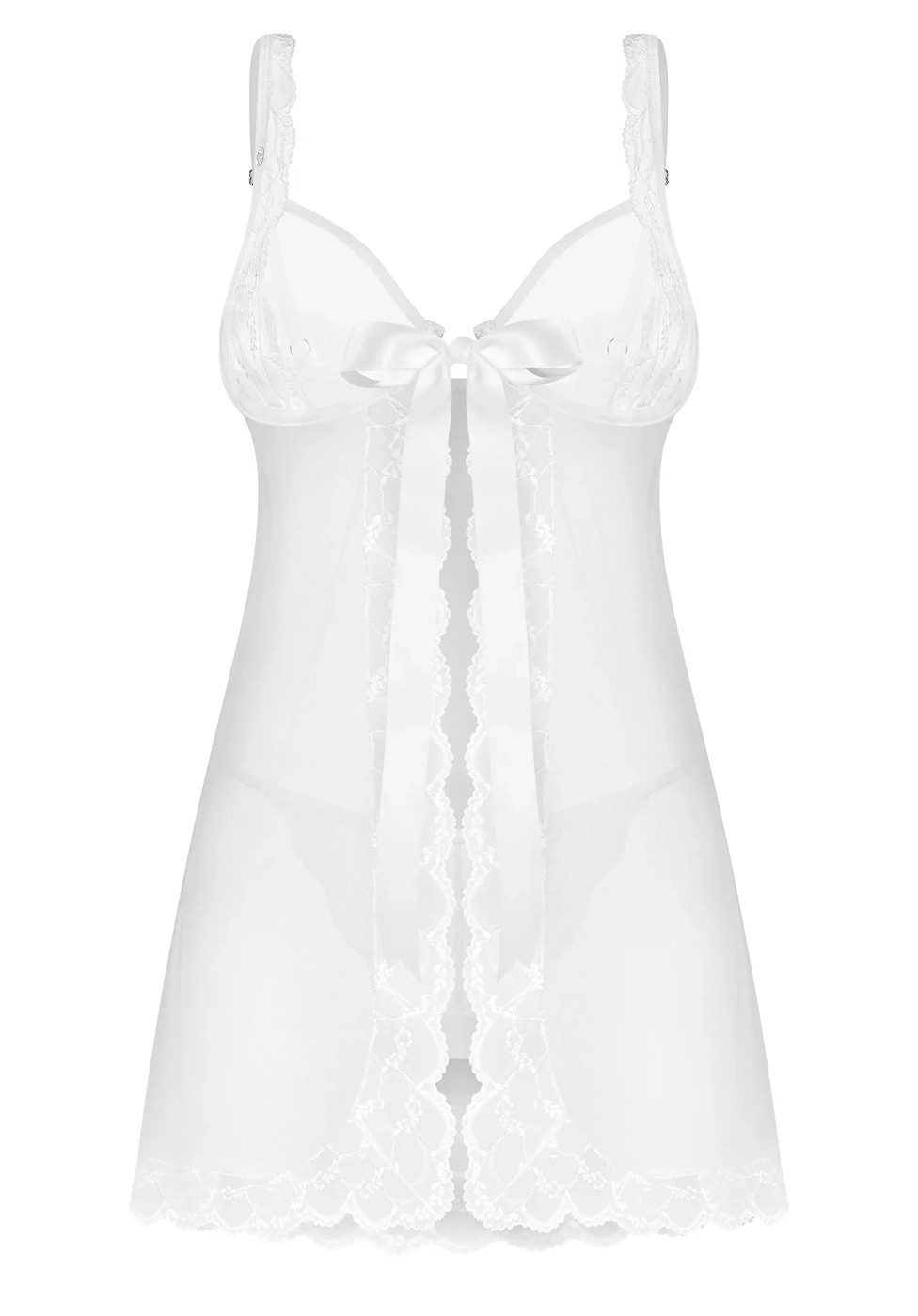 Obsessive Negligé Weddya Babydoll transparent - weiß (2-tlg) Bügel-Cups zur schönen Betonung der Brust