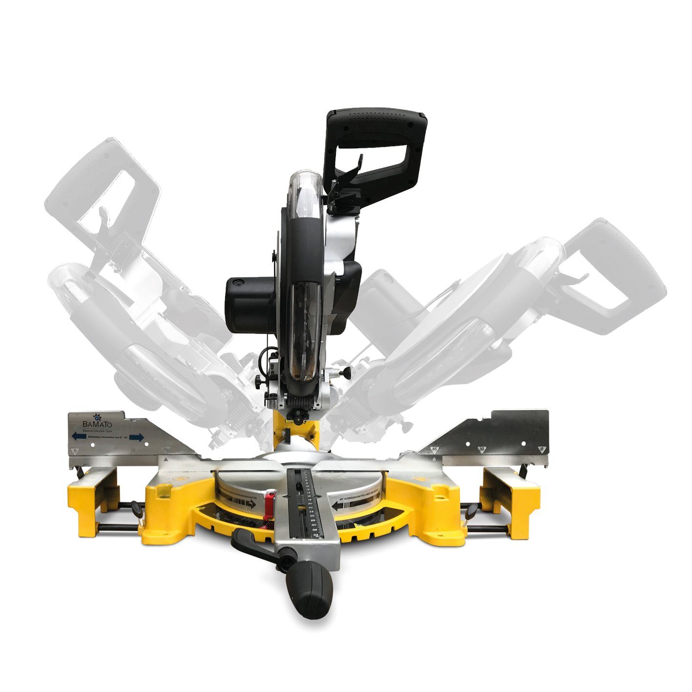 BAMATO Zug-, Kapp- und beidseitig neigbar, Gehrungssäge schwenkbar, Laser, 3-St., Kappsäge, Zugsäge KP-305_KST-1950_AB-550