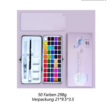 Juoungle Aquarellfarbe Aquarellfarben-Set in halben Pfannen Kunstzubehör für Reise Aquarell