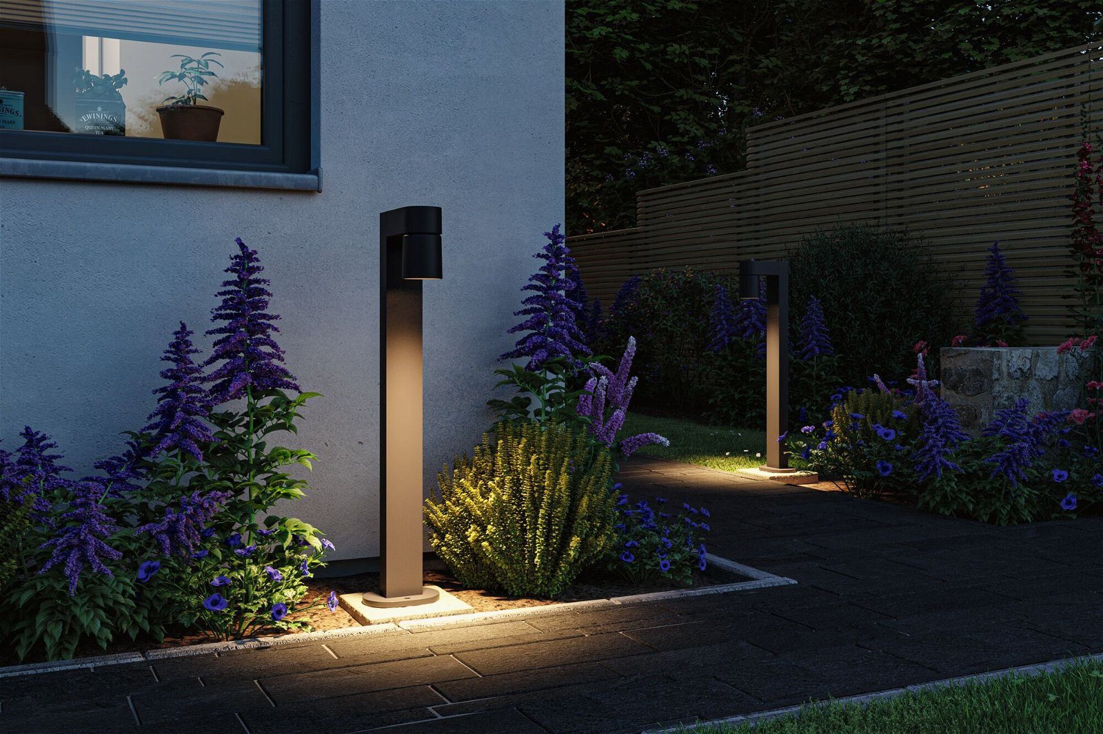 Paulmann LED Pollerleuchte Kimu IP44 822mm 3000K 8W 500lm 230V 70° Anthrazit Aluminium, LED fest integriert, Warmweiß