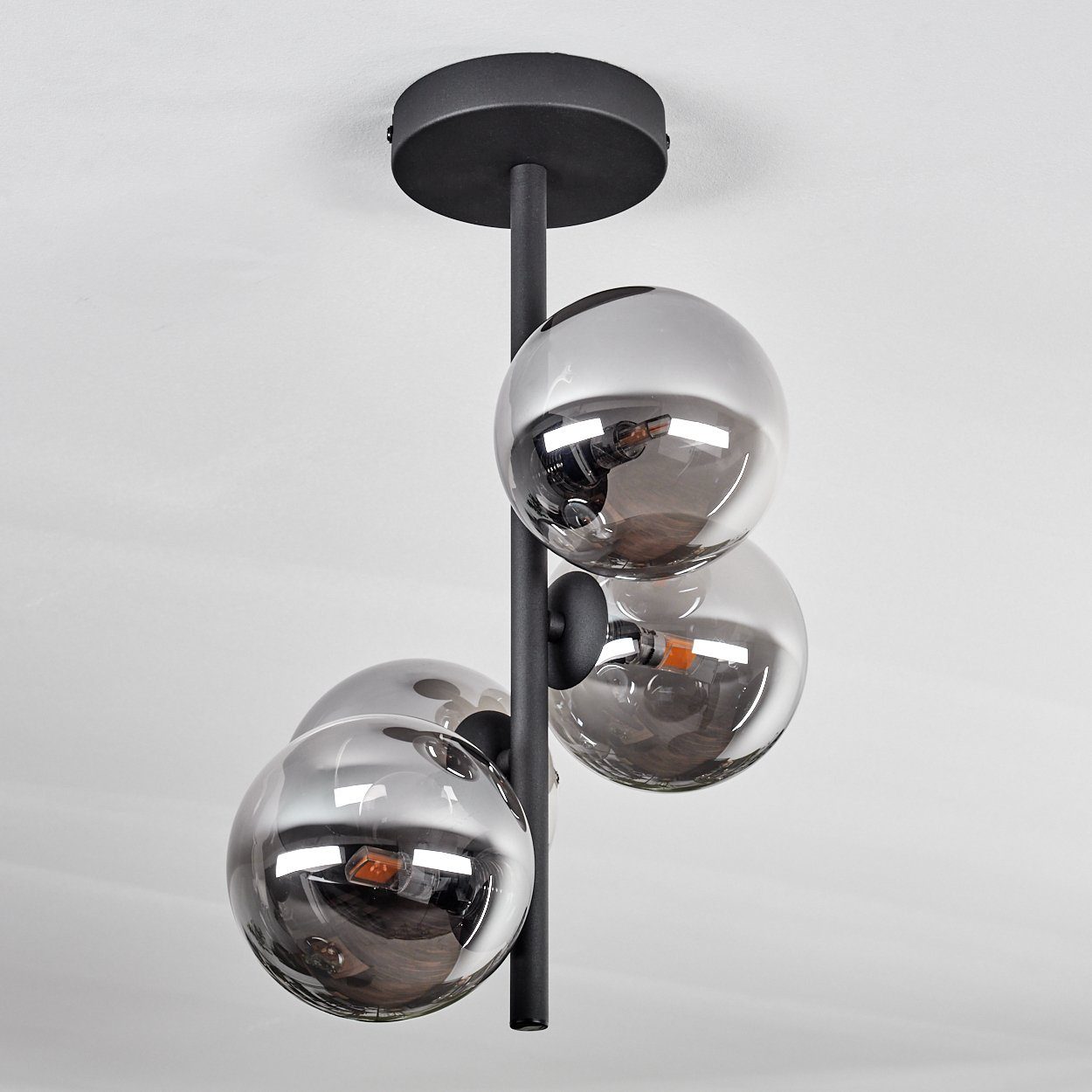 G9 Metall/Glas aus Schwarz/Rauchfarben, 4 ohne Leuchte ohne Deckenleuchte hofstein im aus Retro-Design LED, Deckenlampe x Leuchtmittel, in Glas, Leuchtmittel