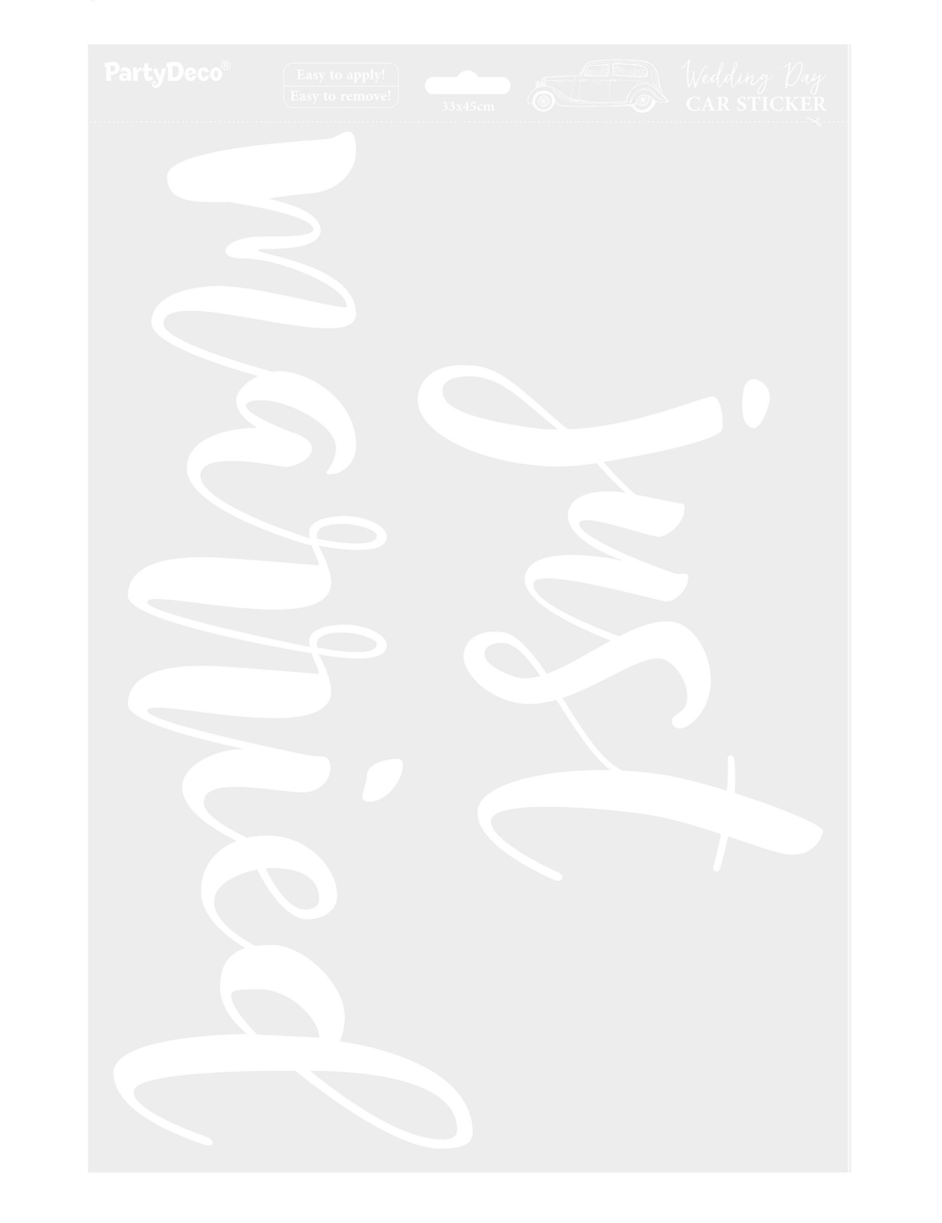 partydeco Kostüm Autoaufkleber Just Married weiß 33 x 45 cm Hochzeitssticker
