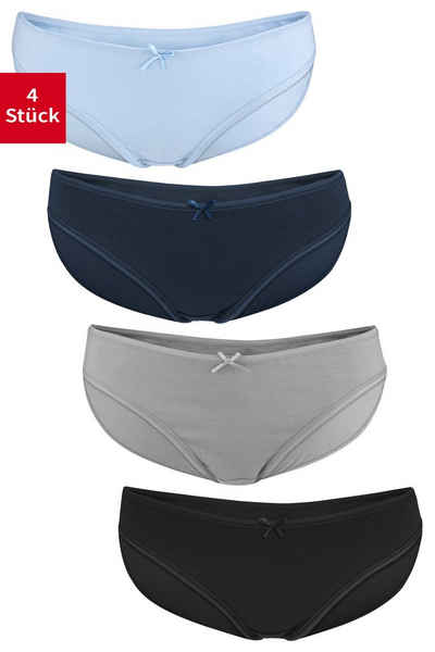 Fabio Farini Slip Damen Bikinislip Unterhosen - Unterwäsche aus Baumwolle mit Stretch (Packung, 4-St) im klassisch sportlichen Design mit Schleifchen