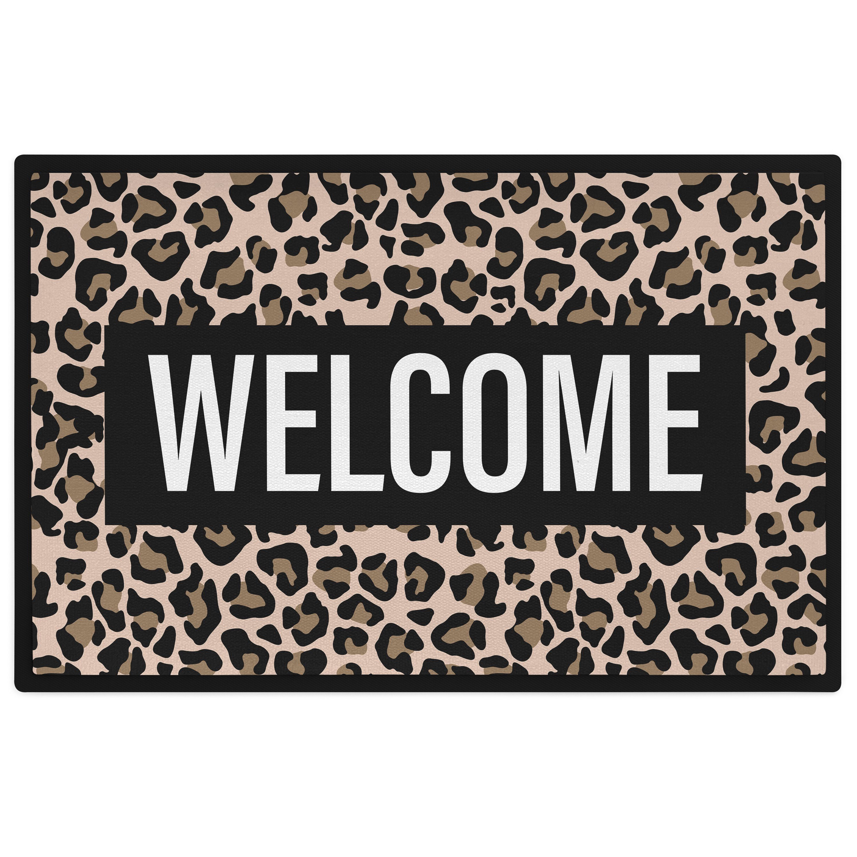 Fußmatte Welcome Fußmatte Leopard Muster Willkommen Geschenk Außen Innenbereich, Trendation